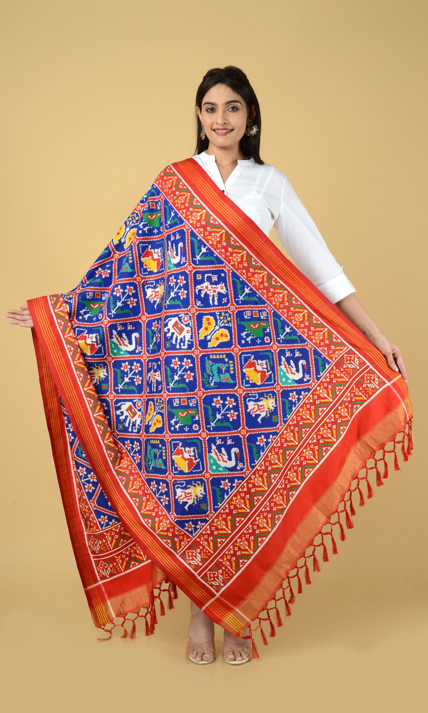 Double Ikat Patola Dupatta 9 Motifs
