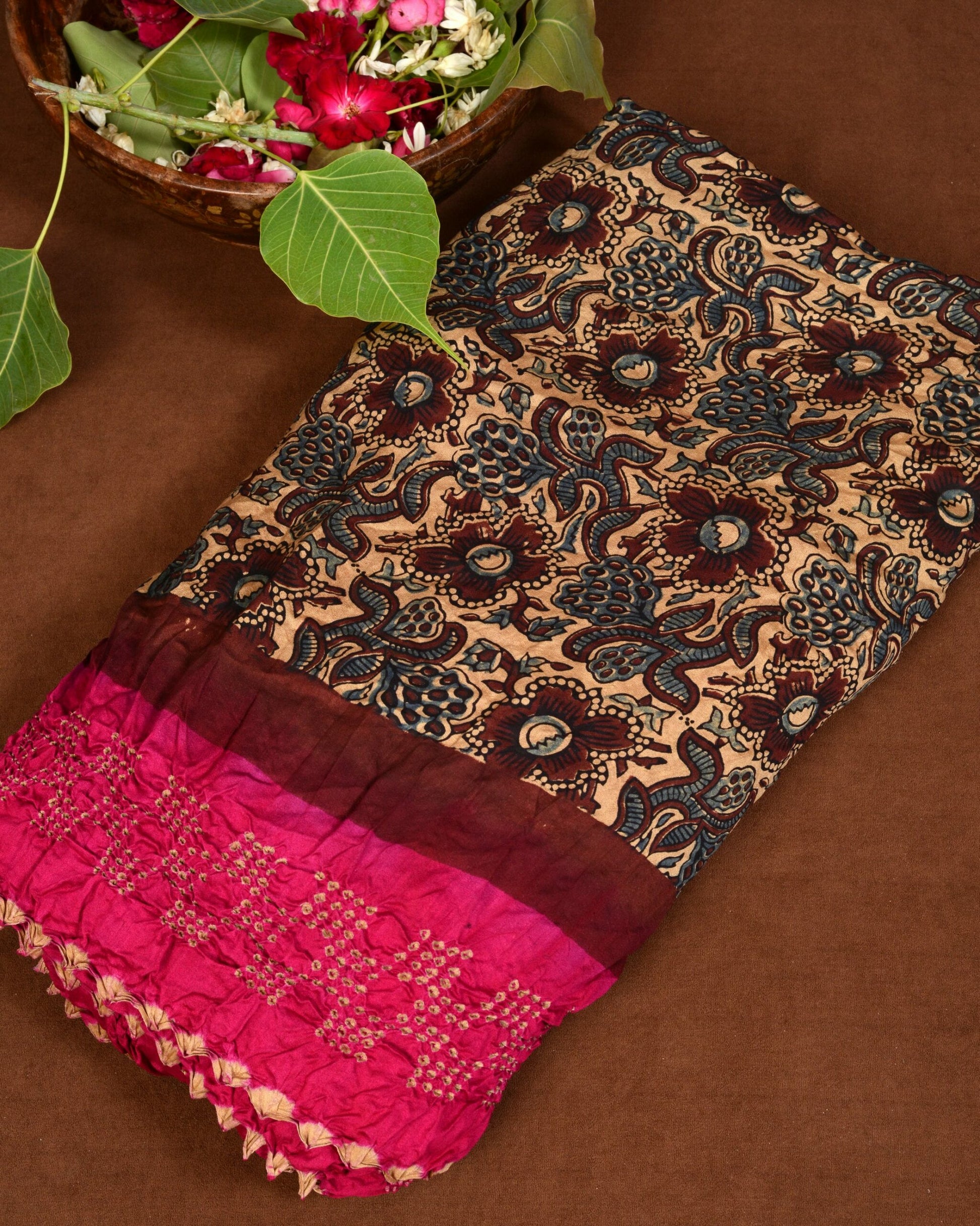 Ajrakh Bandhani Saree
