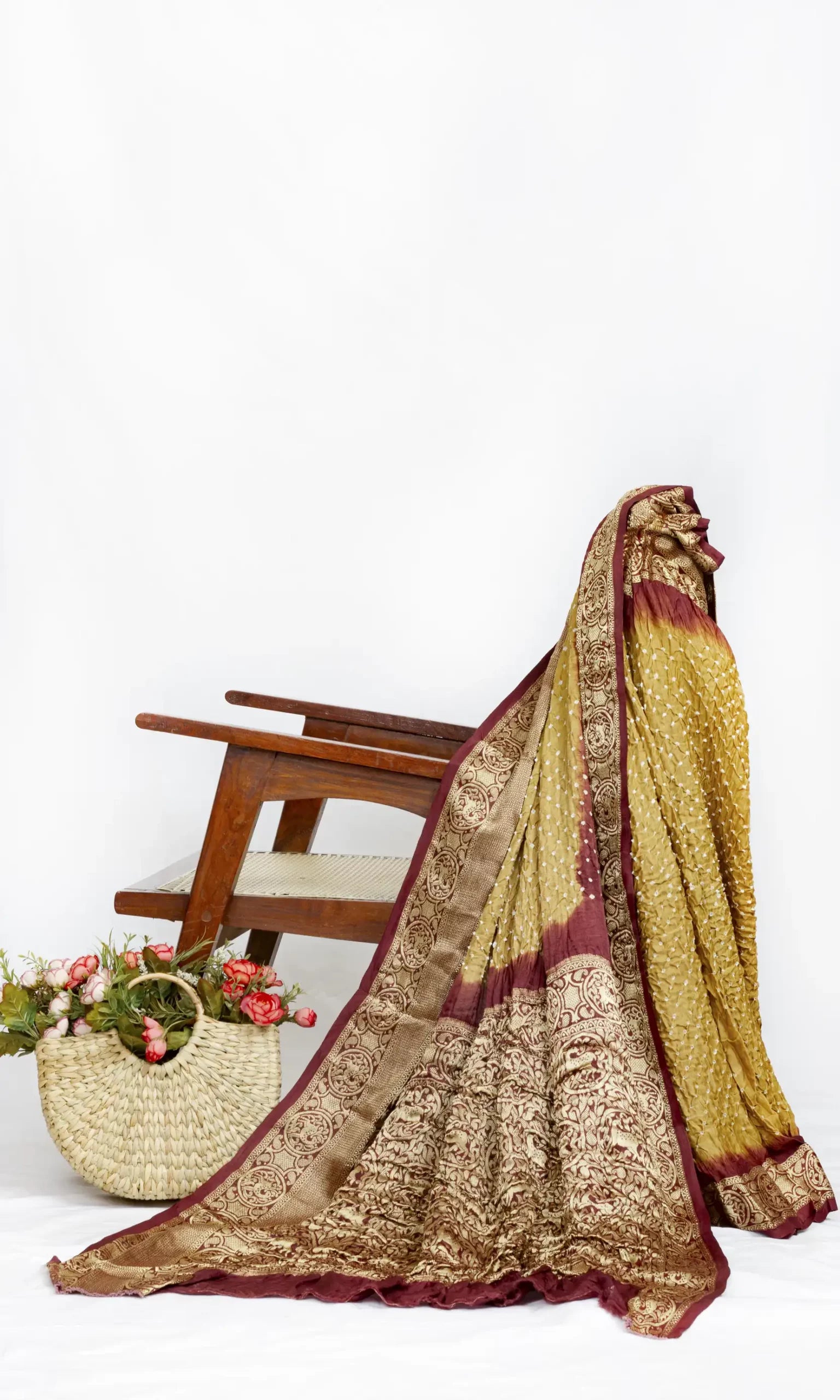 Gaji Kanjiwaram Bandhani Saree