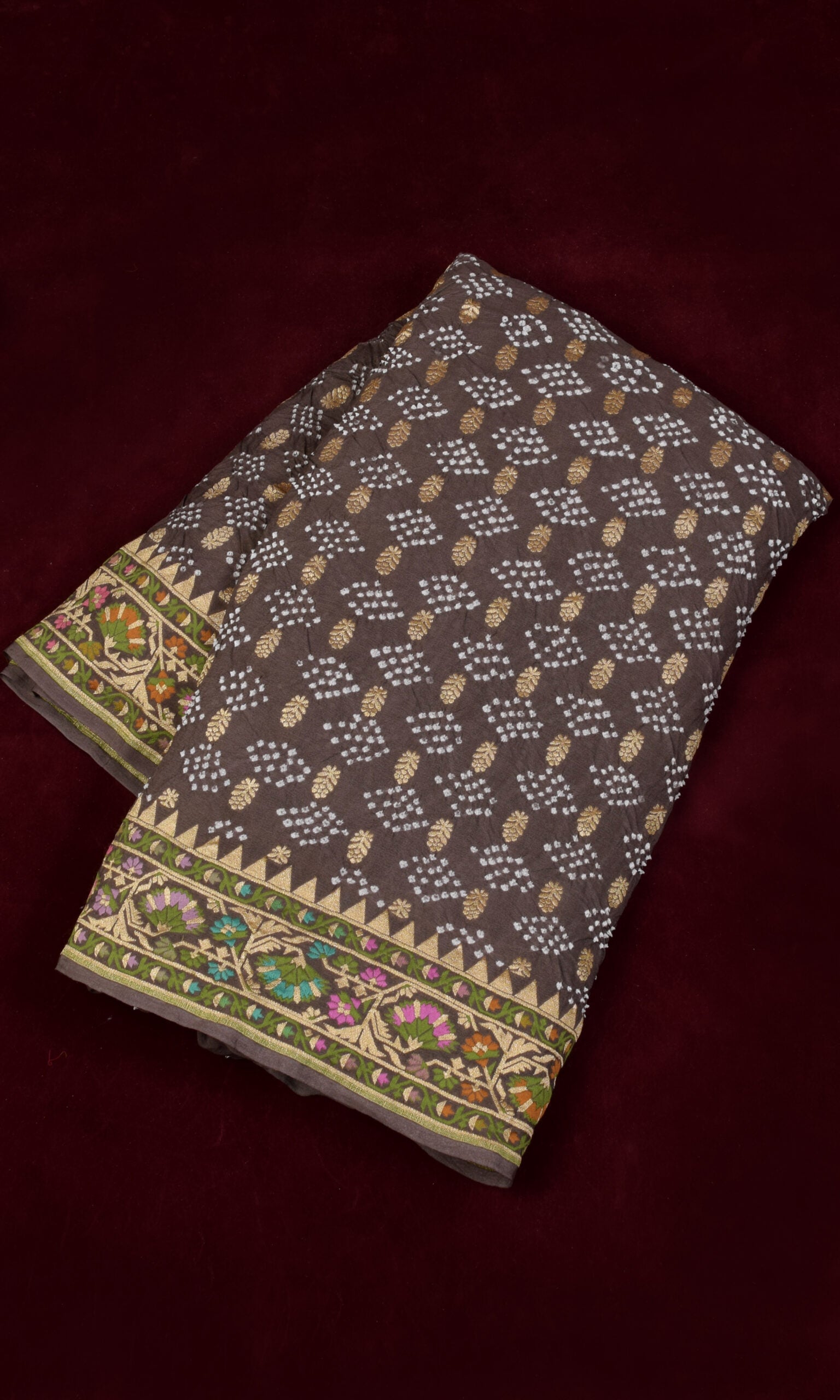 Banarasi Weave Parsi Jaal Bandhani Saree