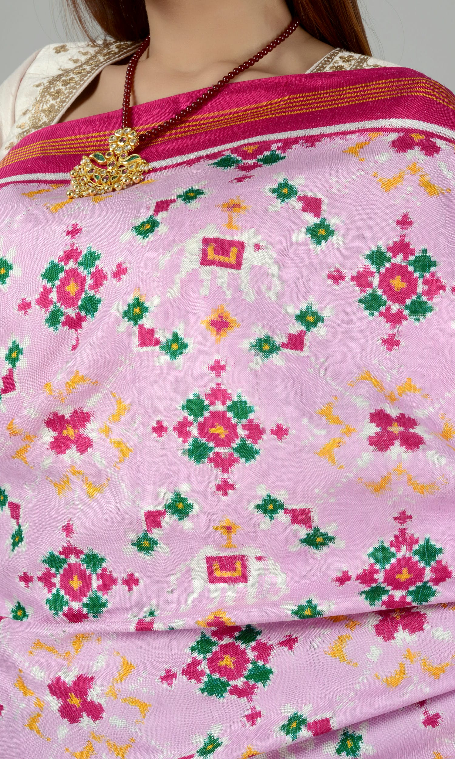 Double Ikat Patola Saree Nau Ratan Elephant