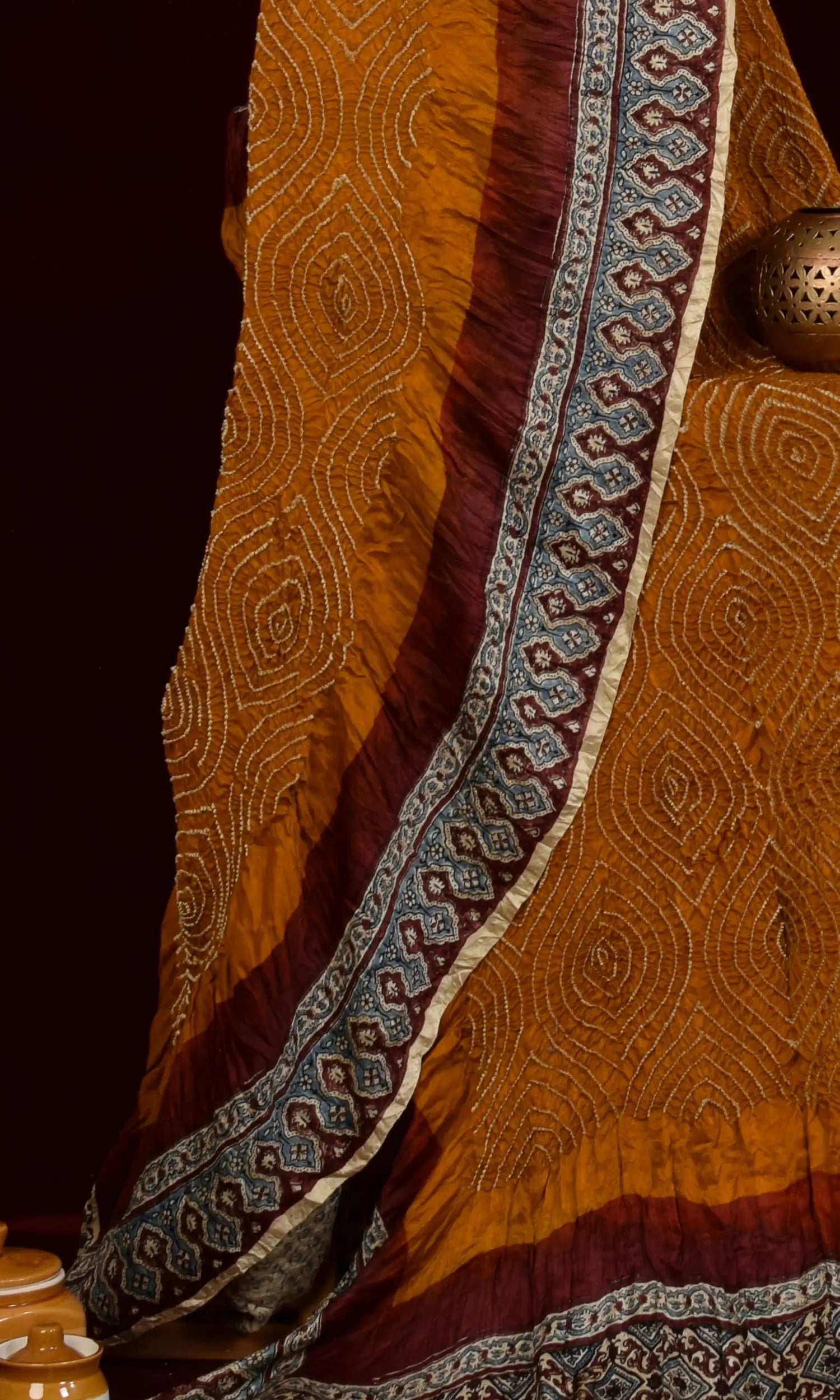 Ajrakh Bandhani Saree