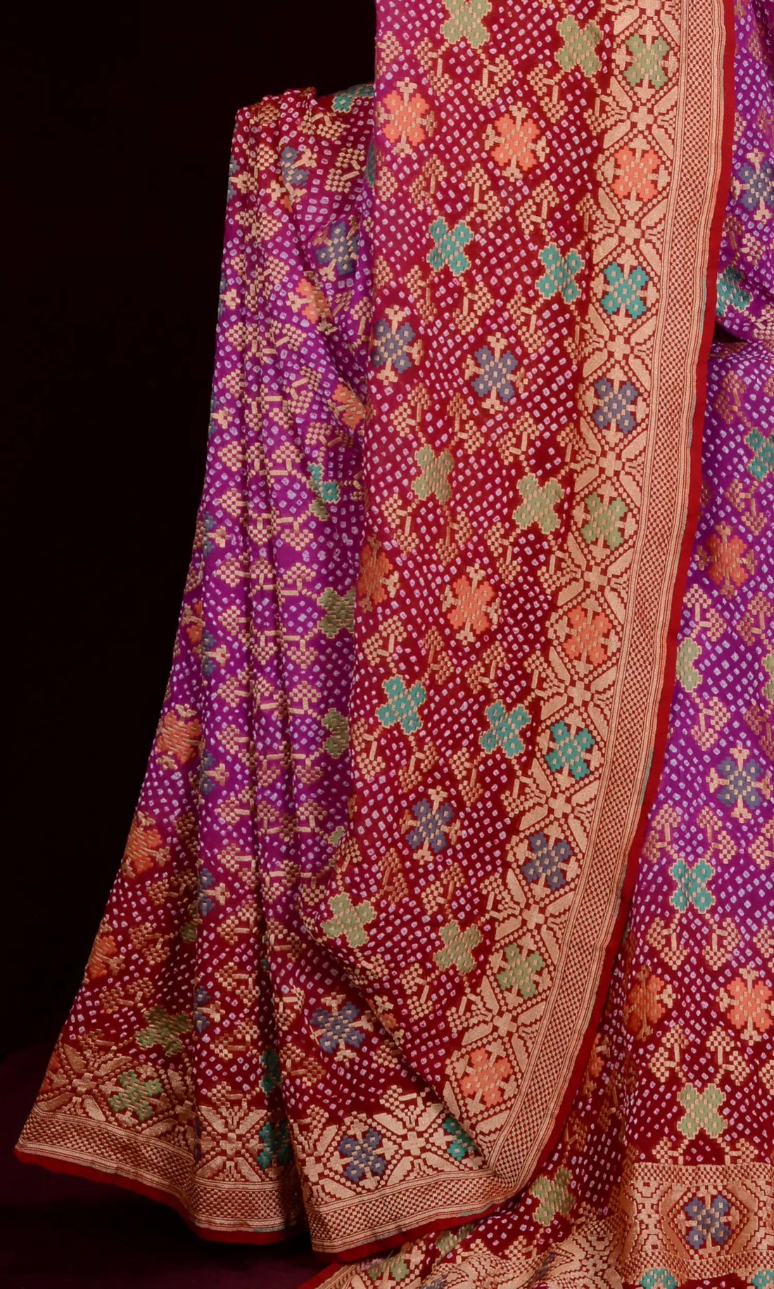 Banarasi Patola Design Weave Bandhani Saree