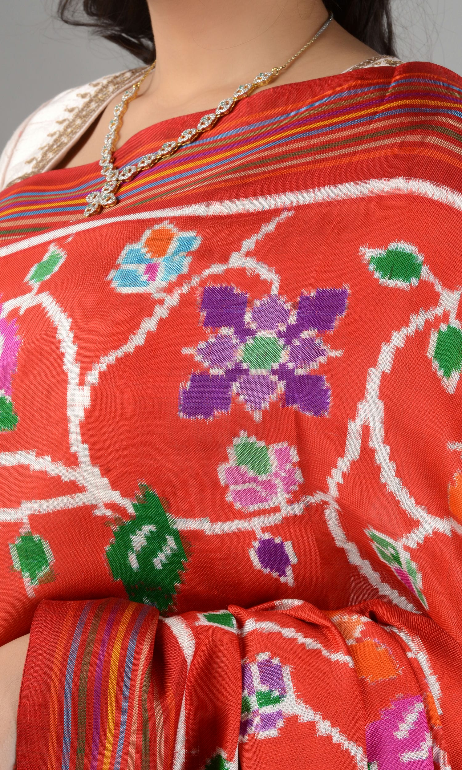 Double Ikat Patola Saree Parrot Jaal