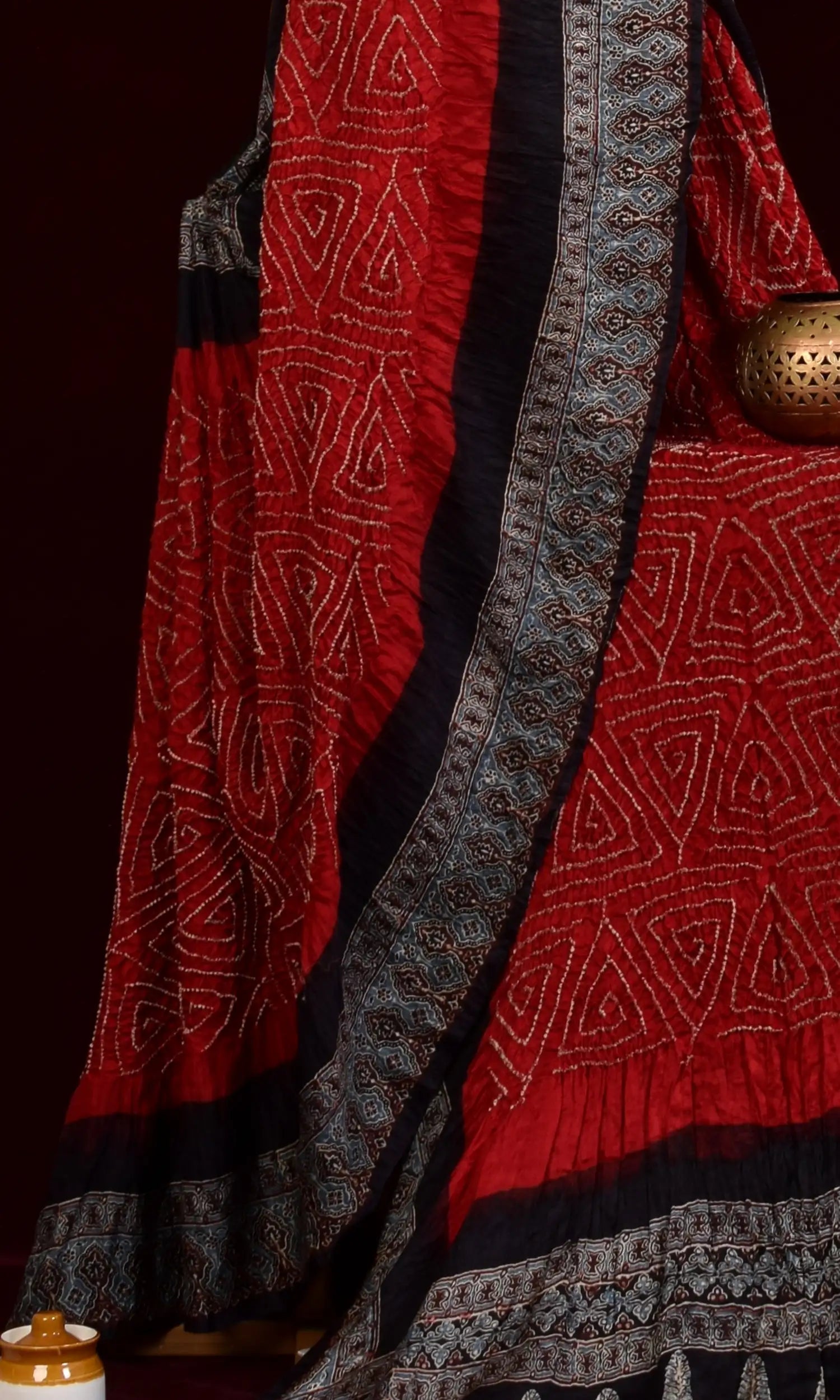 Ajrakh Bandhani Saree