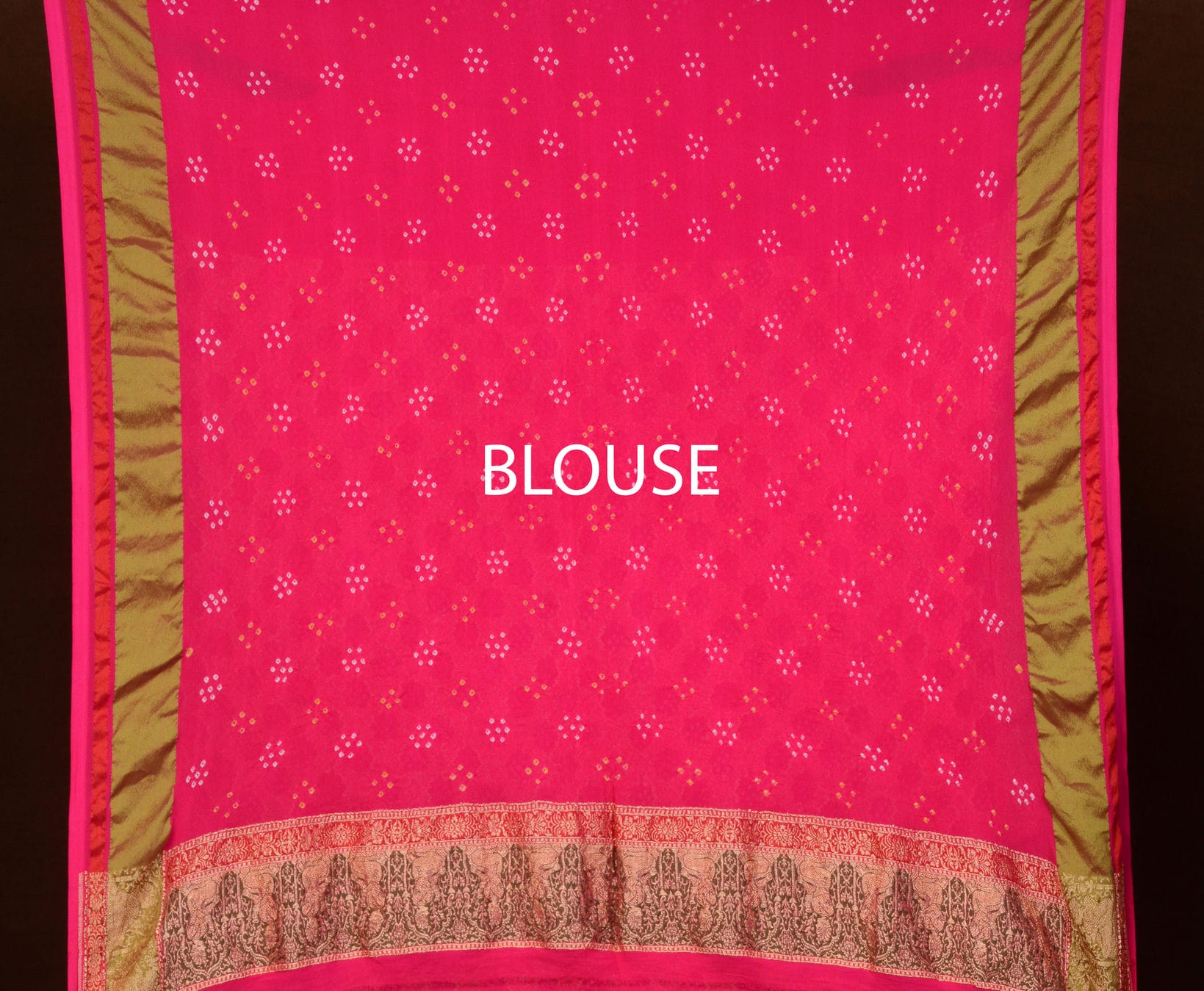 Banarasi Handloom Jaal Weave Rai Bandhani Saree