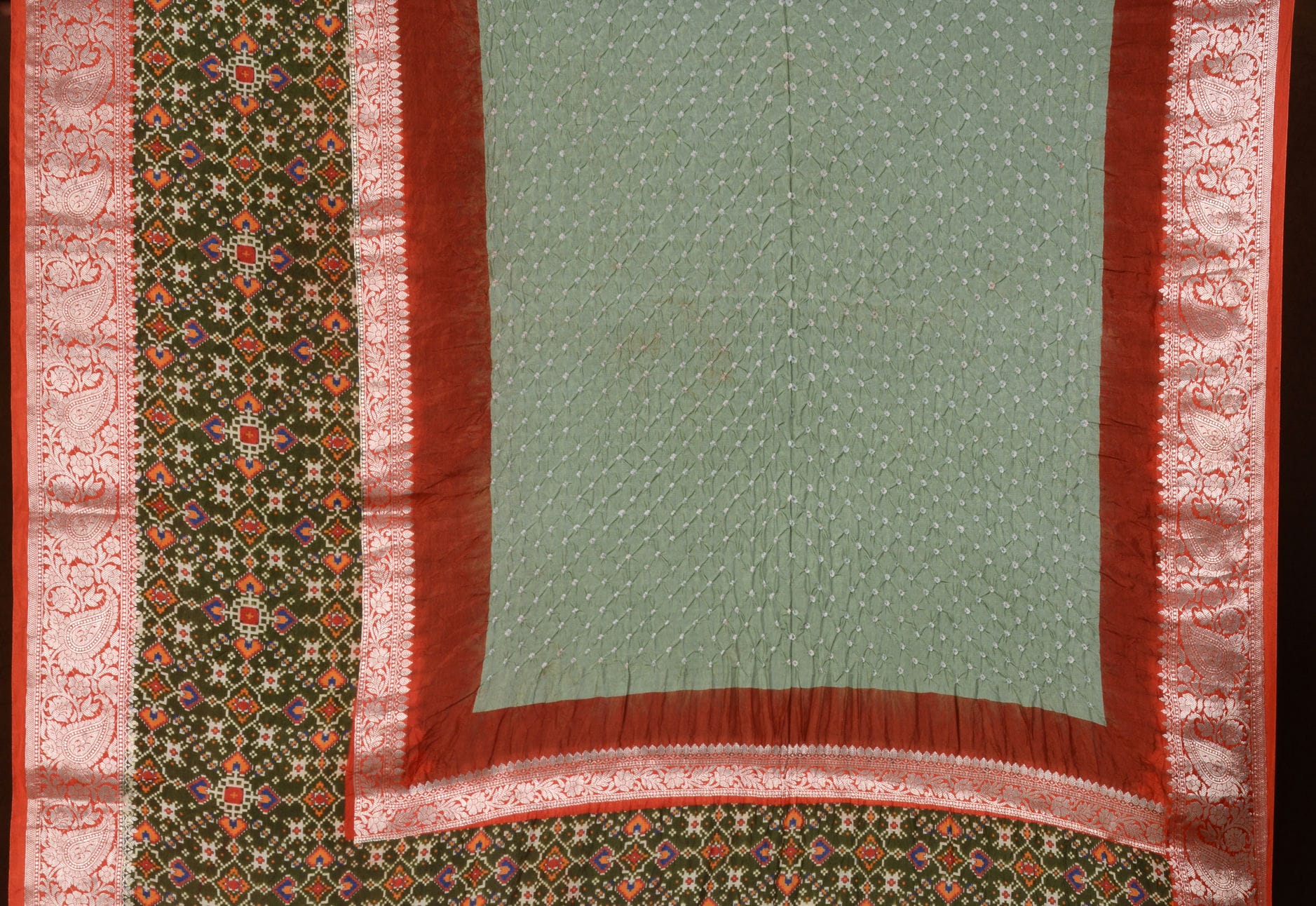 Kanjiwaram With Pichwai Print Bandhani Saree
