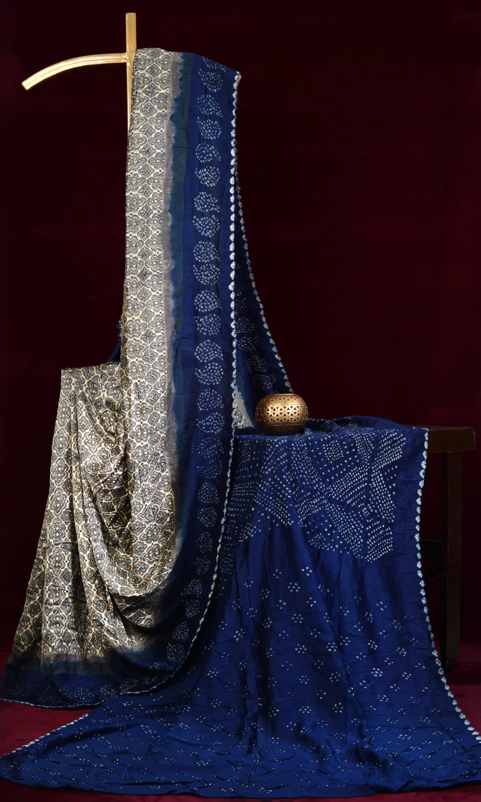 Ajrakh Bandhani Saree