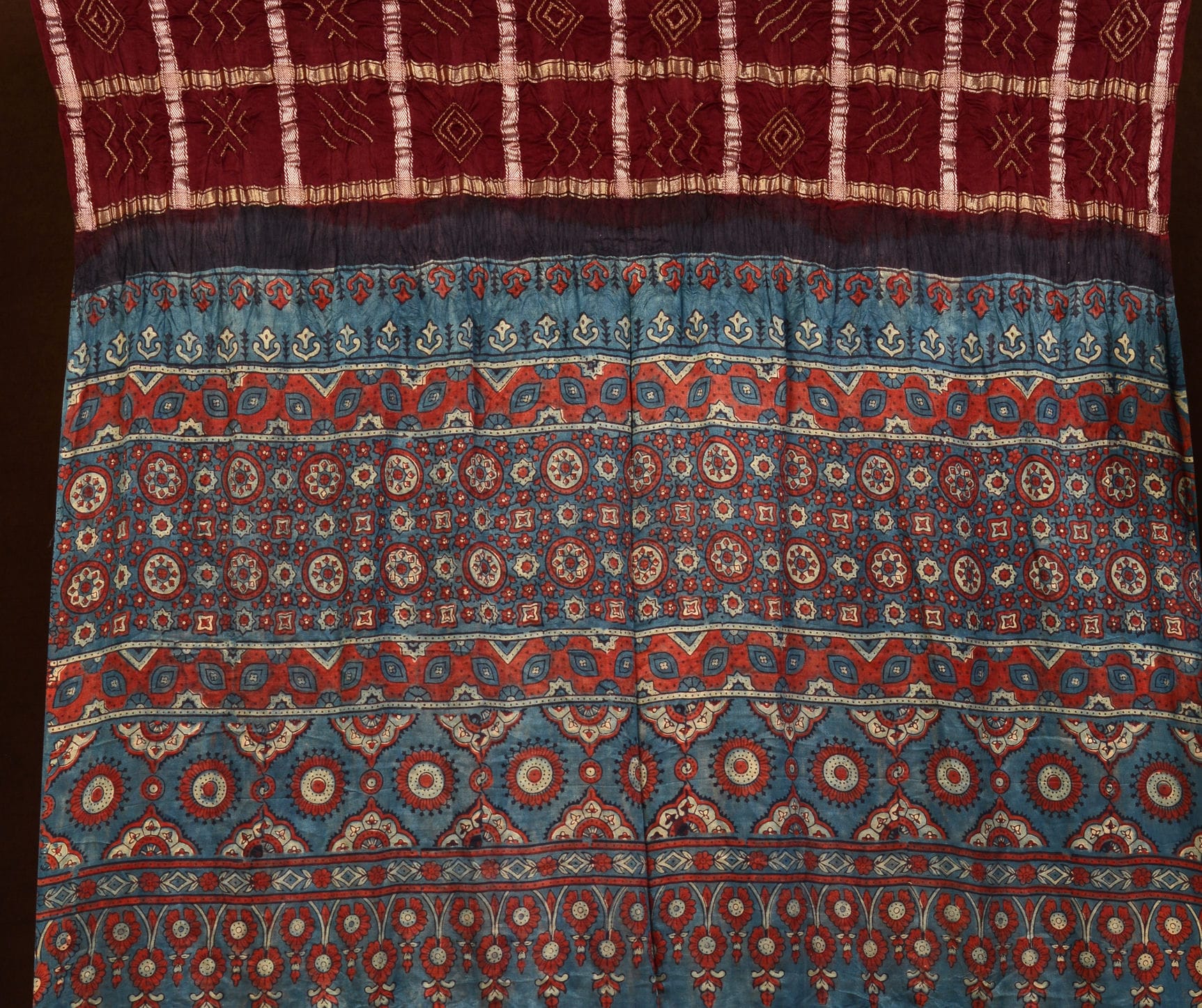 Gaji Zari Chex Bandhani Saree