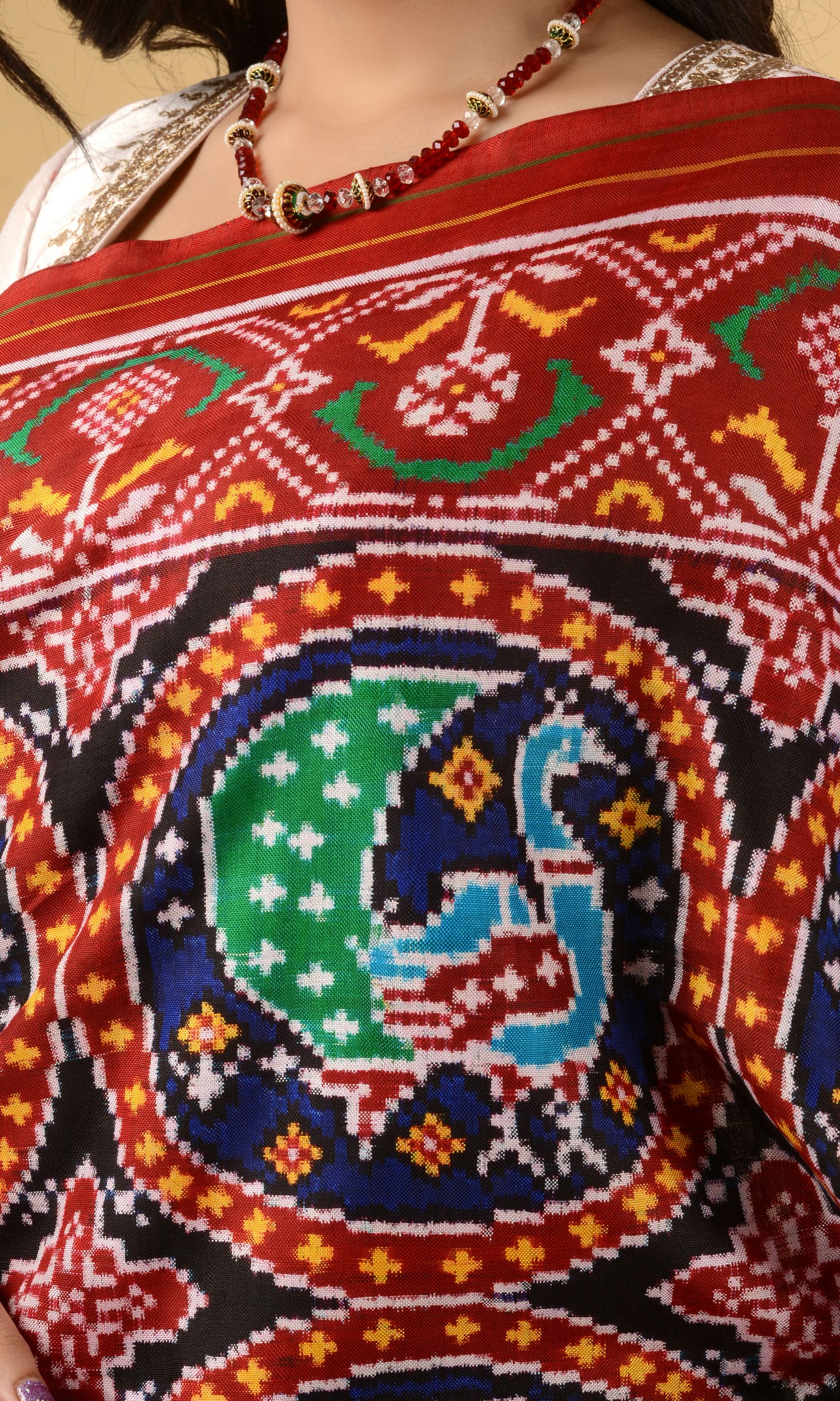 Double Ikat Patola Saree Peacock Chhabdi