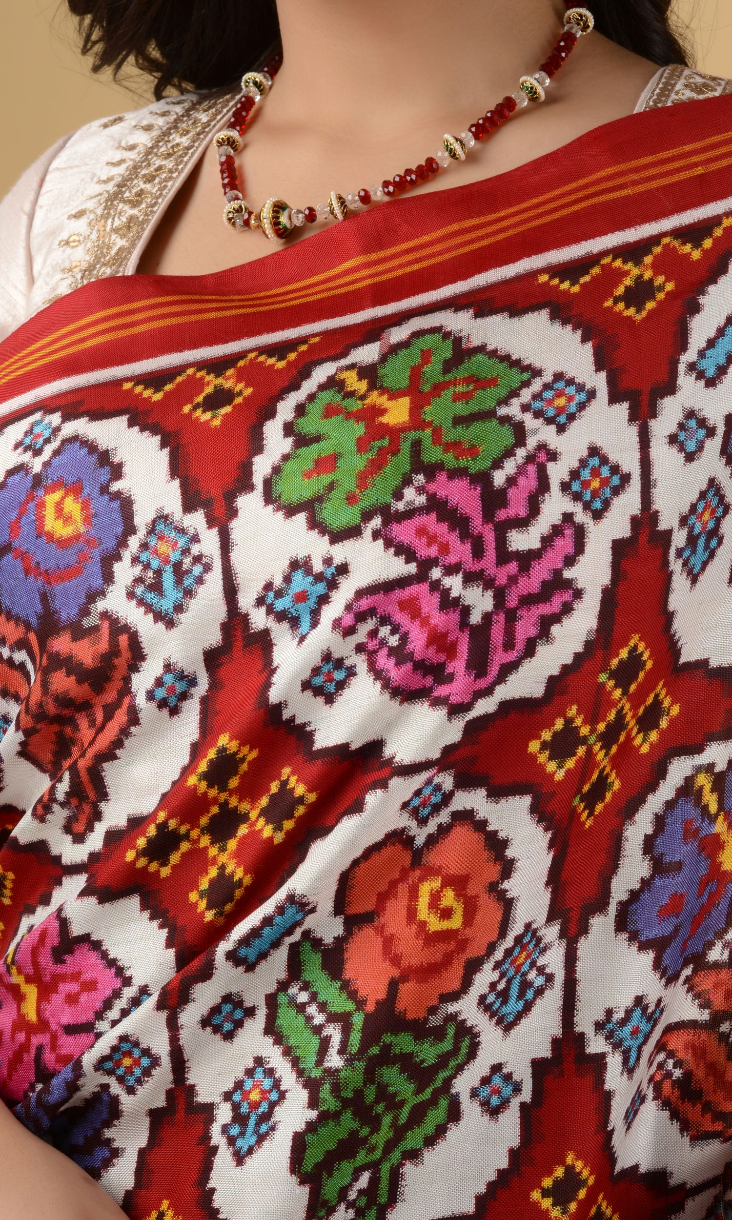 Double Ikat Patola Saree Flower Motifs