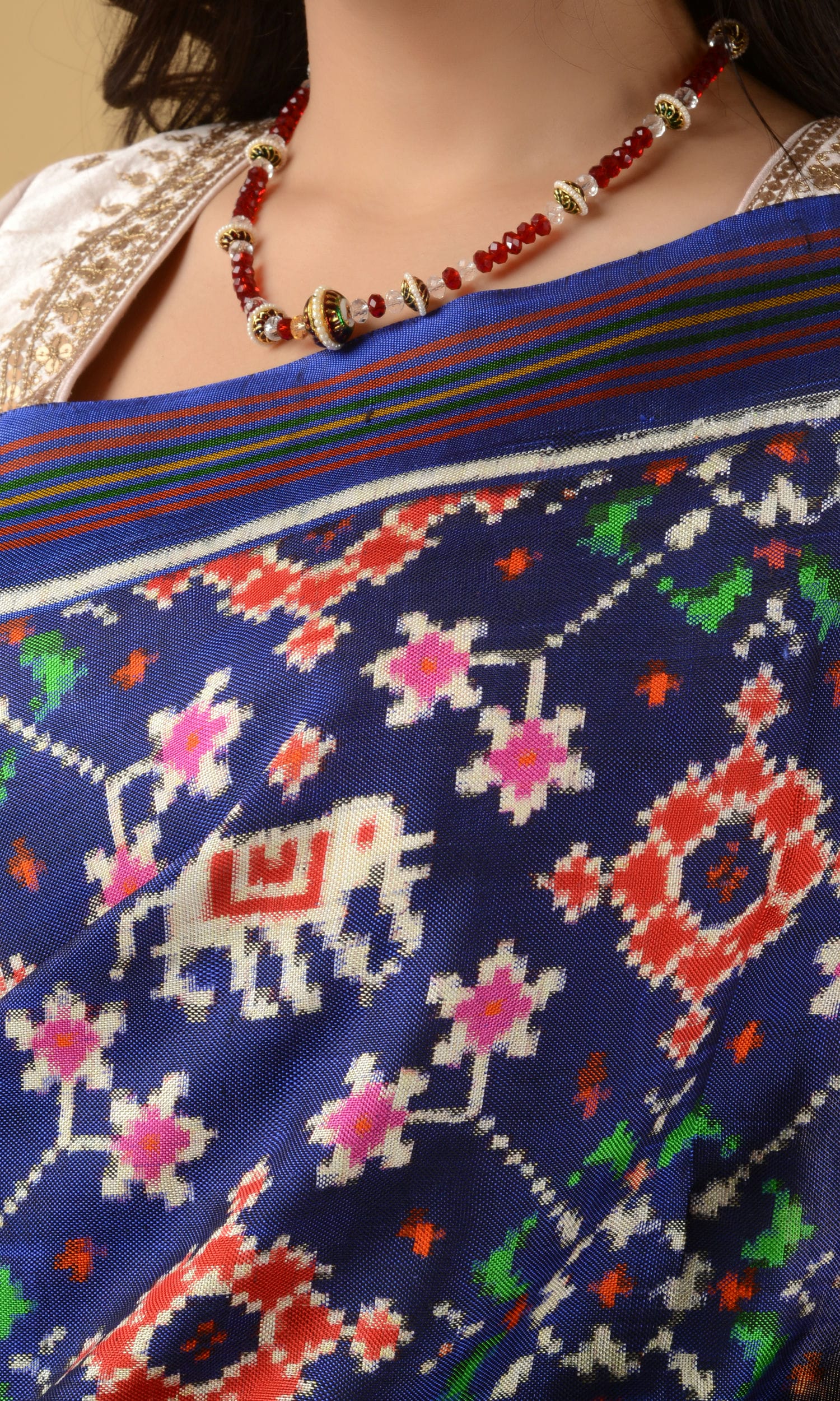 Double Ikat Patola Saree Nau Ratan Elephant