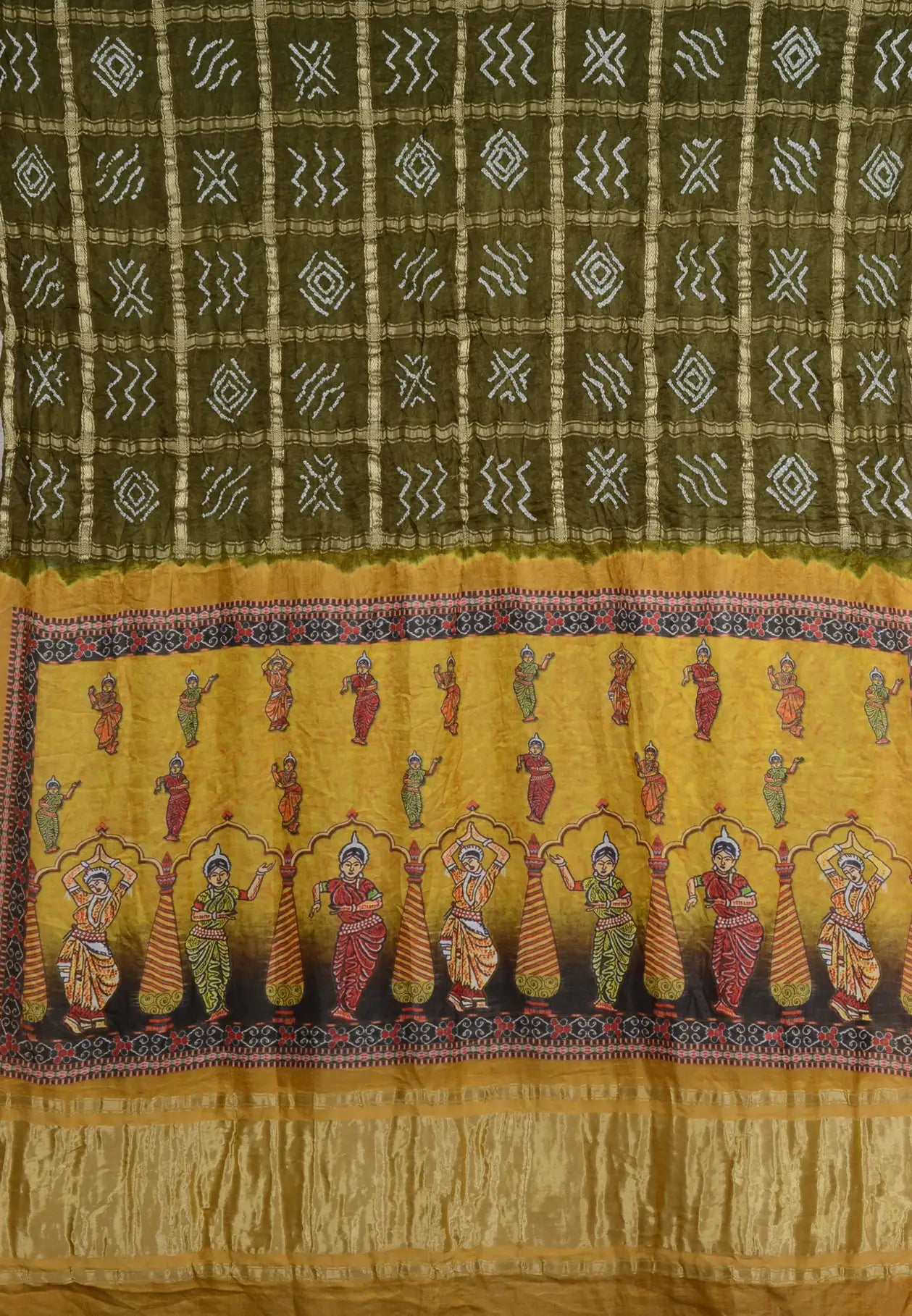Gaji Zari Chex Bandhani Saree