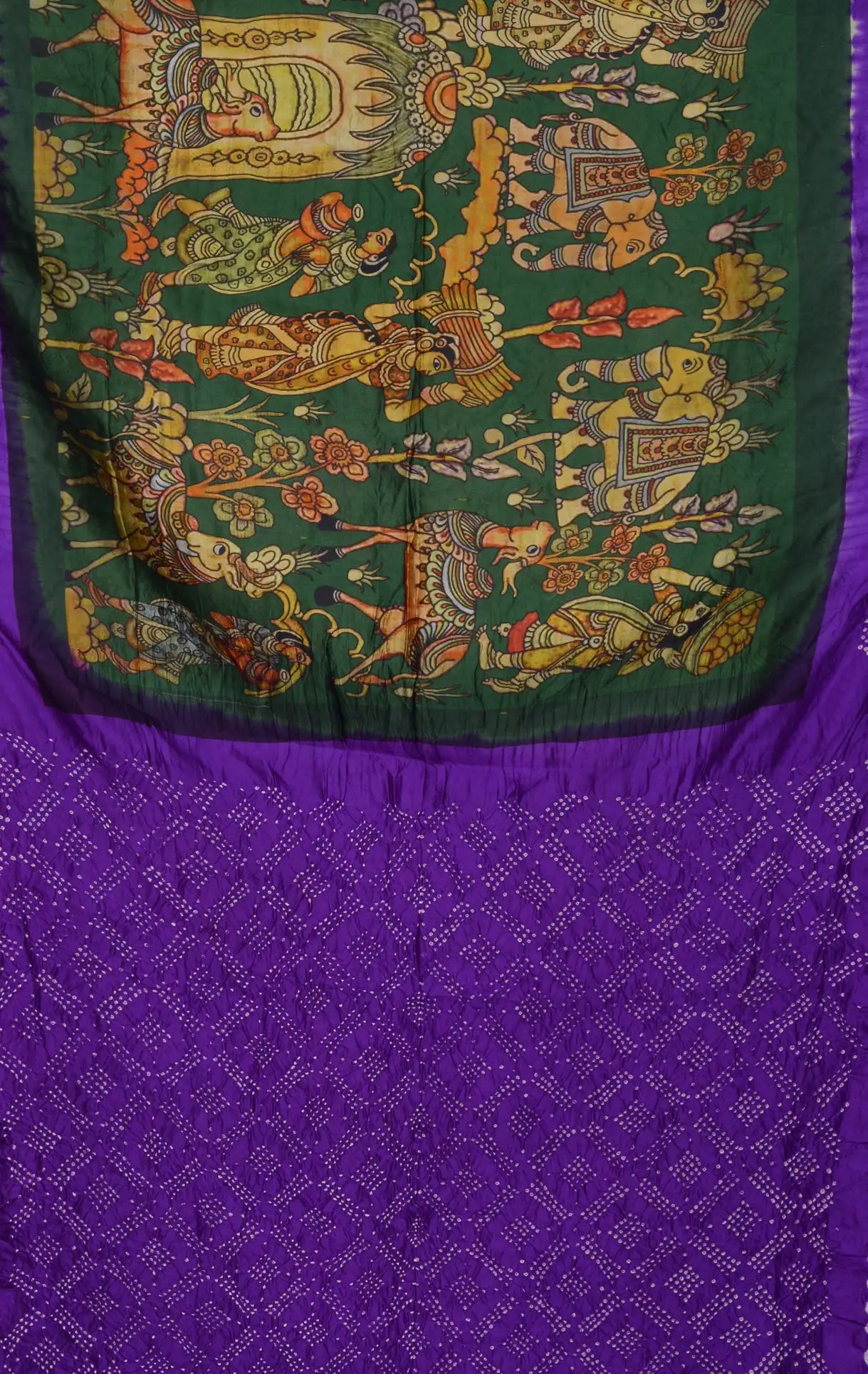 Kalamkari Print Bandhani Saree