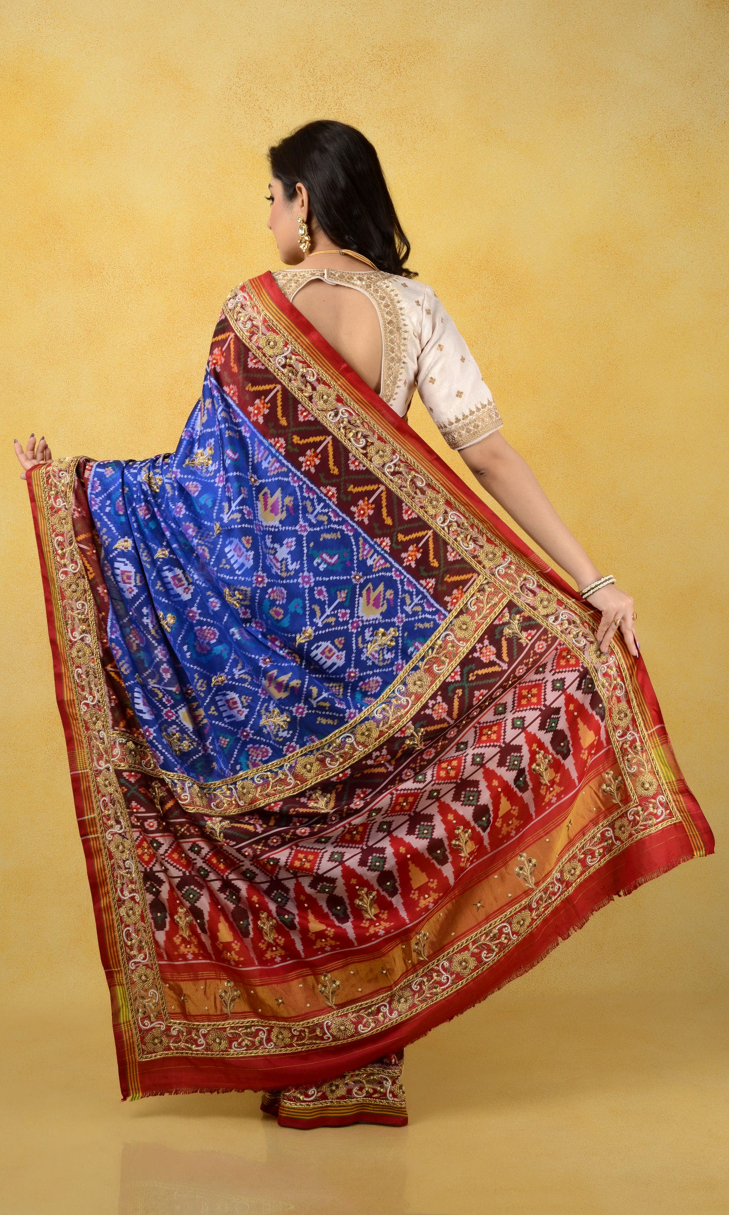 Single Ikat Patola Saree Zardoshi Work Patola Motifs