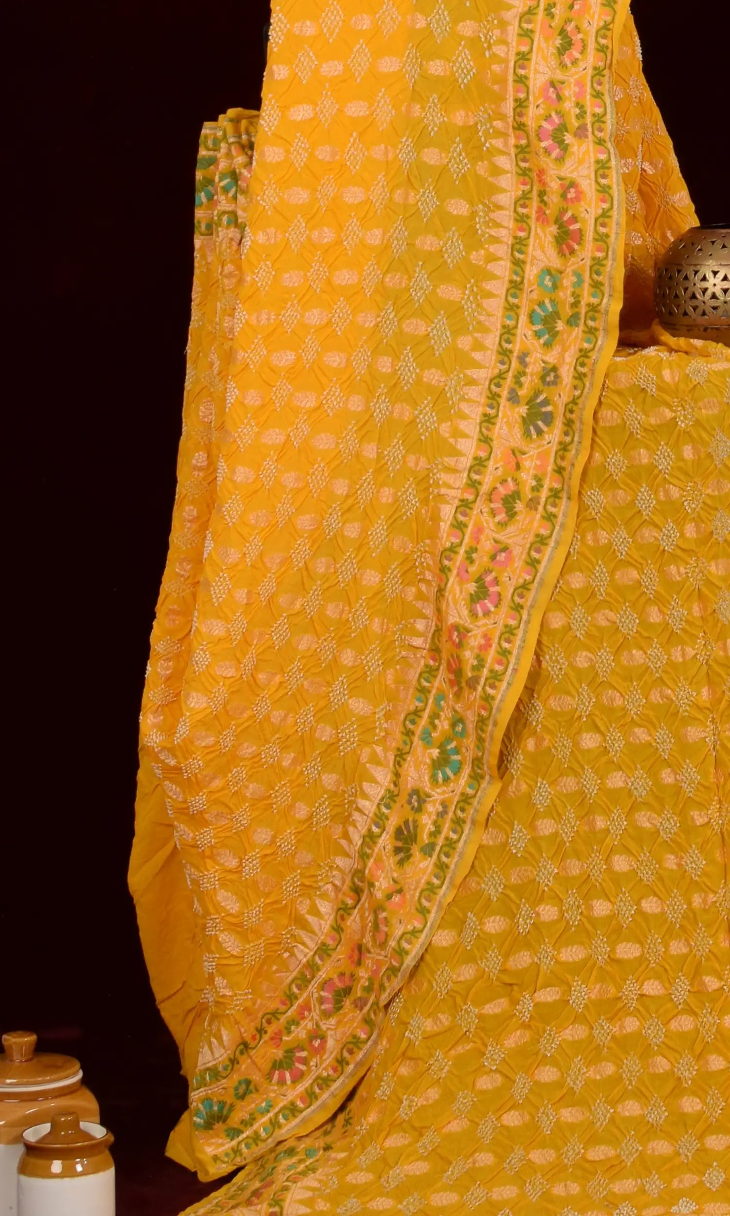 Banarasi Weave Parsi Jaal Bandhani Saree
