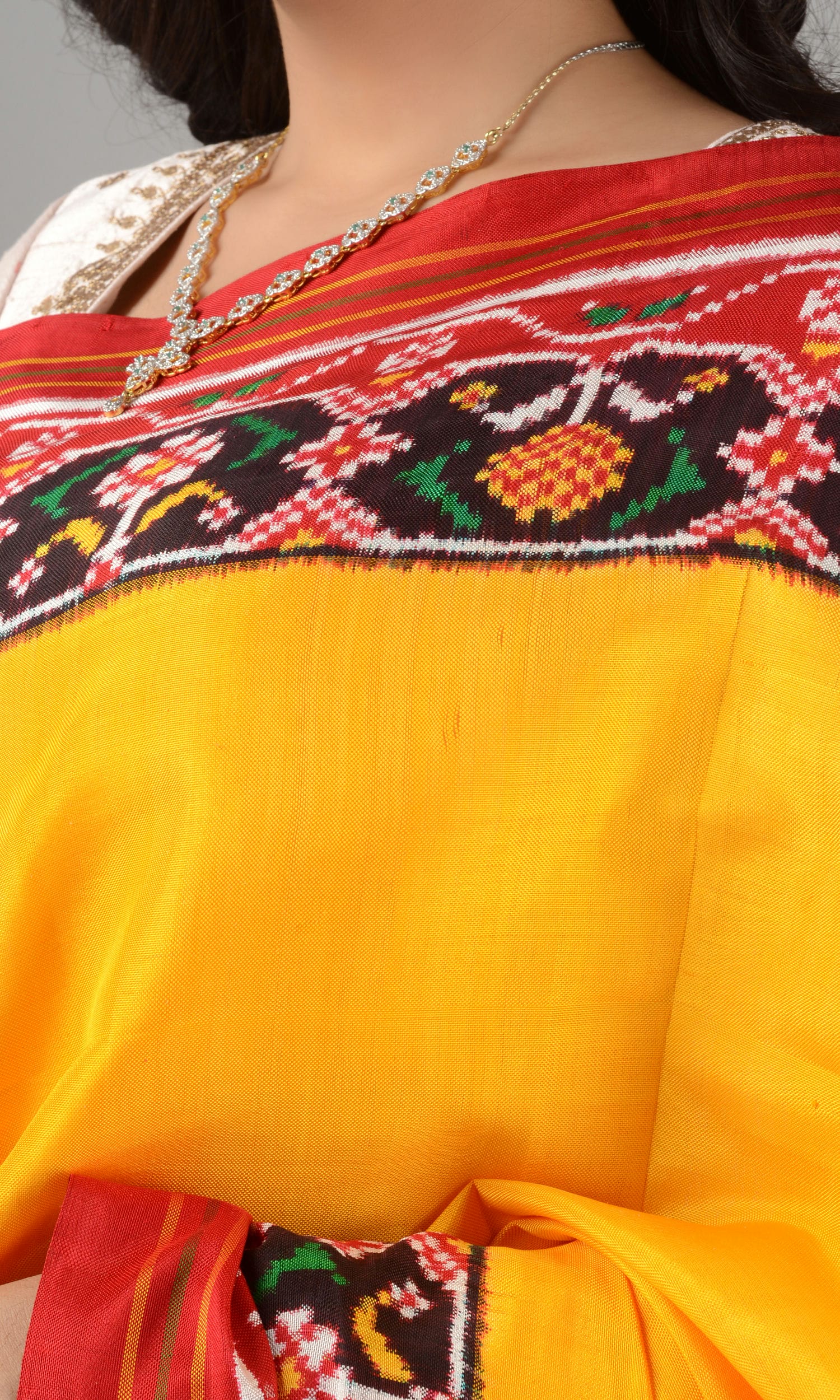 Double Ikat Patola Saree Gala Border
