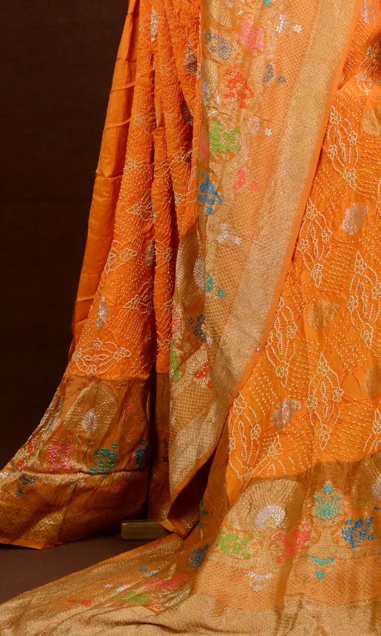 Kadiyal Buta Weave Bandhani Saree