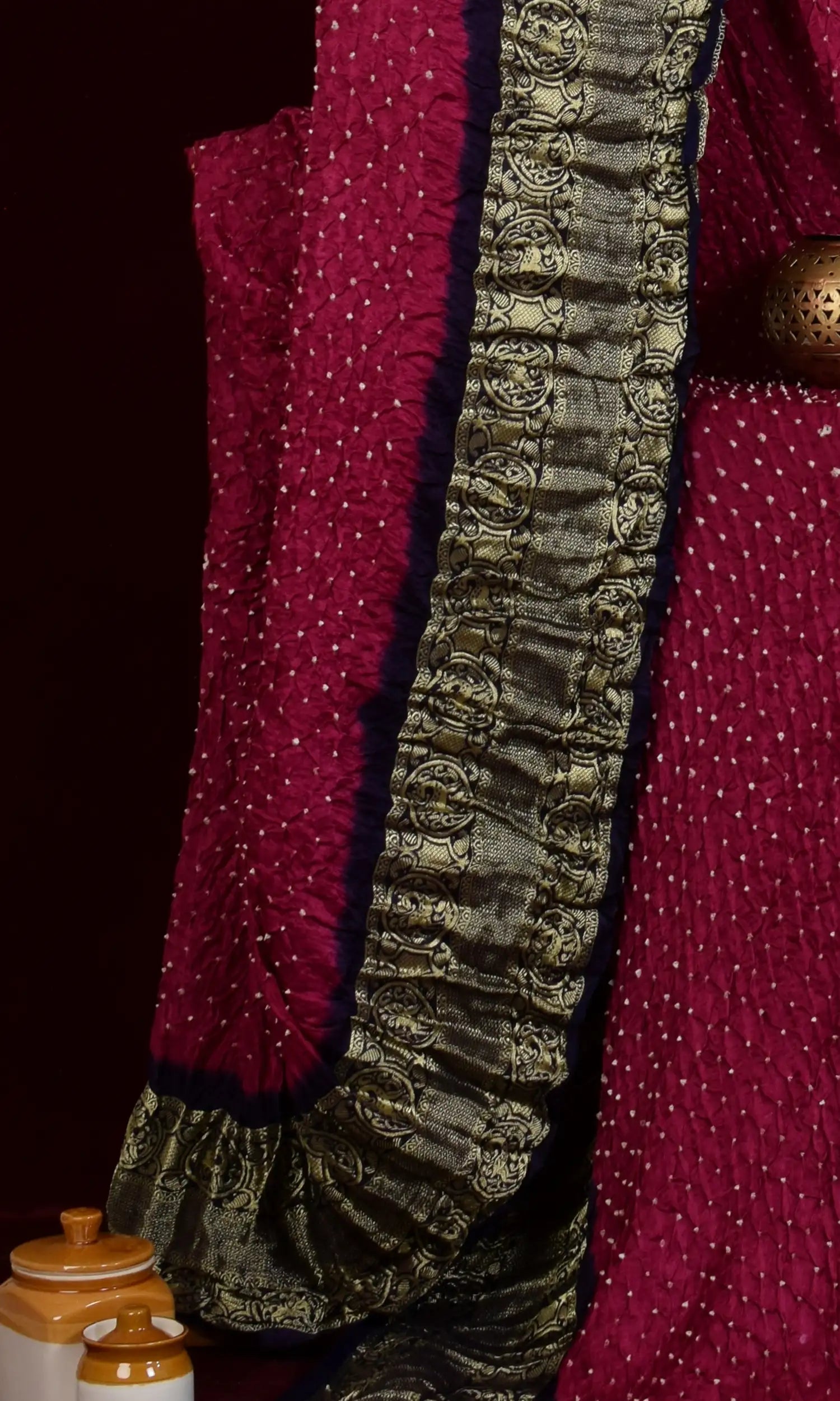 Gaji Kanjiwaram Bandhani Saree