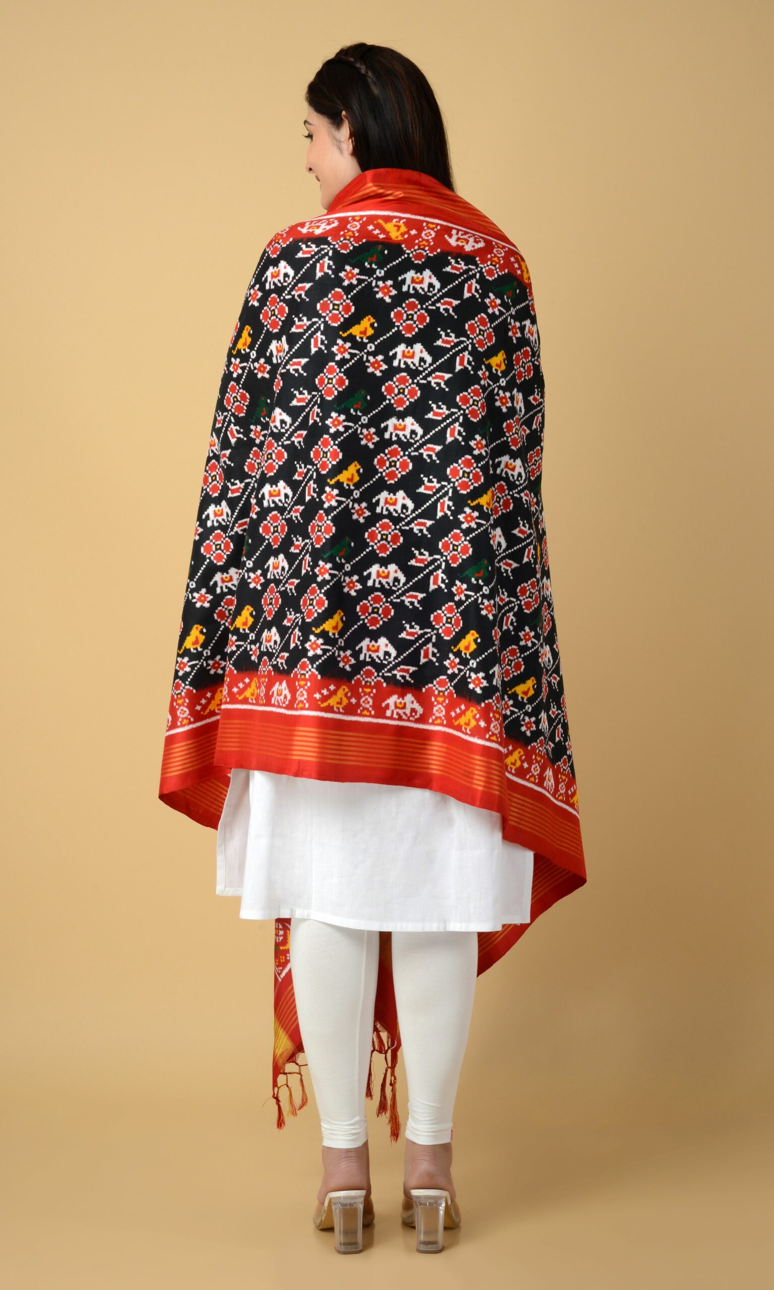 Double Ikat Patola Dupatta Elephant Parrot Laheriya
