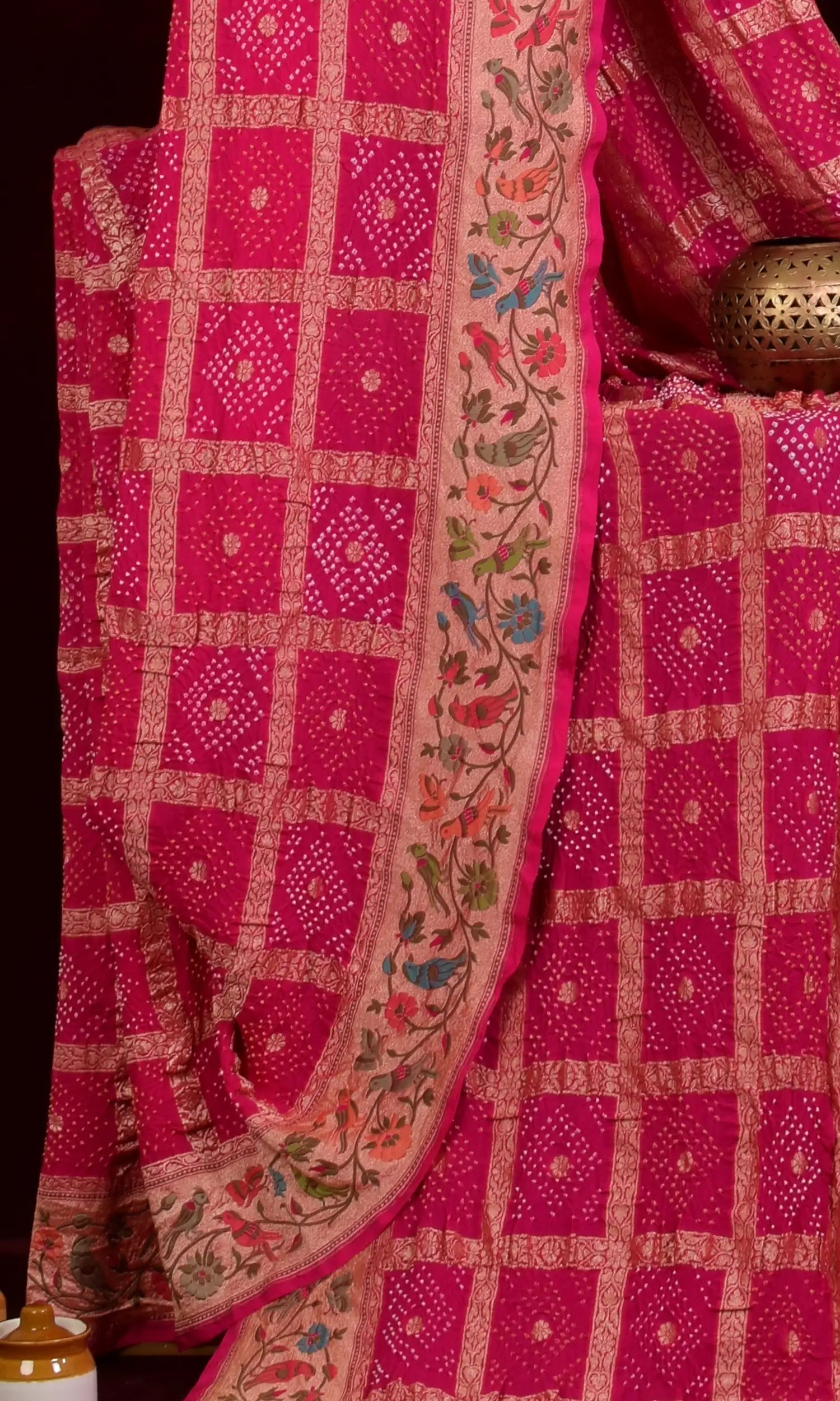 Banarasi Paithani Weave Gharchola Bandhani Saree
