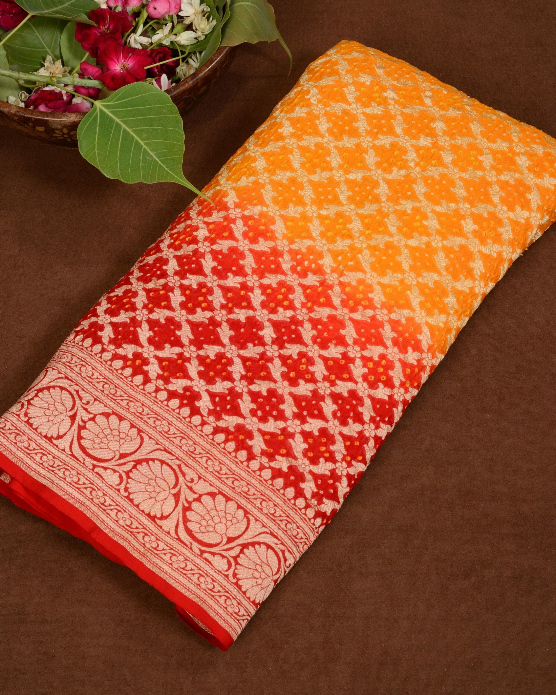 Banarasi Jaal Bandhani Saree