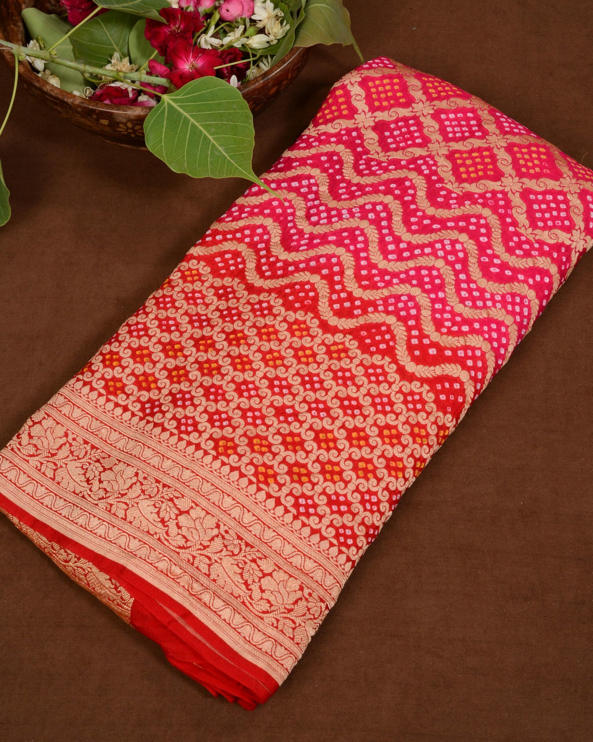 Banarasi Jaal Bandhani Saree