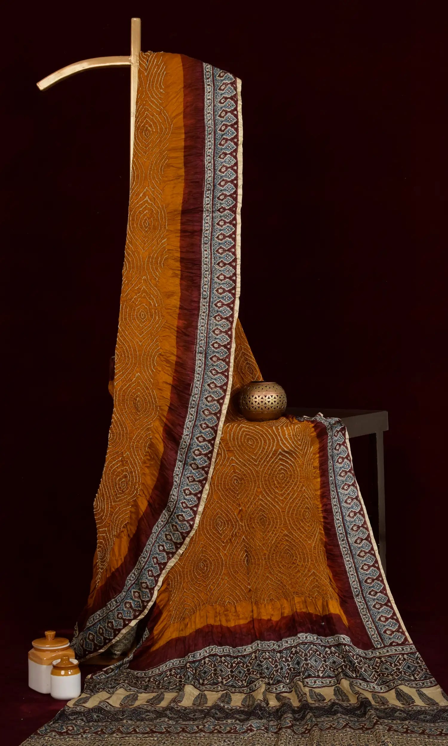 Ajrakh Bandhani Saree