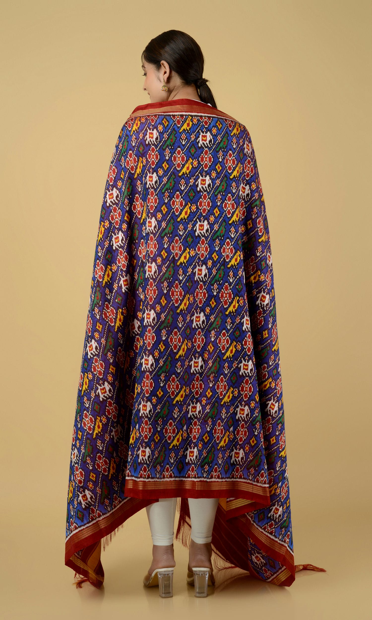 Twill Weave Patola Dupatta Elephant Parrot Laheriya