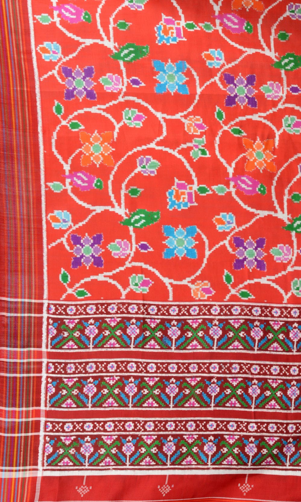 Double Ikat Patola Saree Parrot Jaal