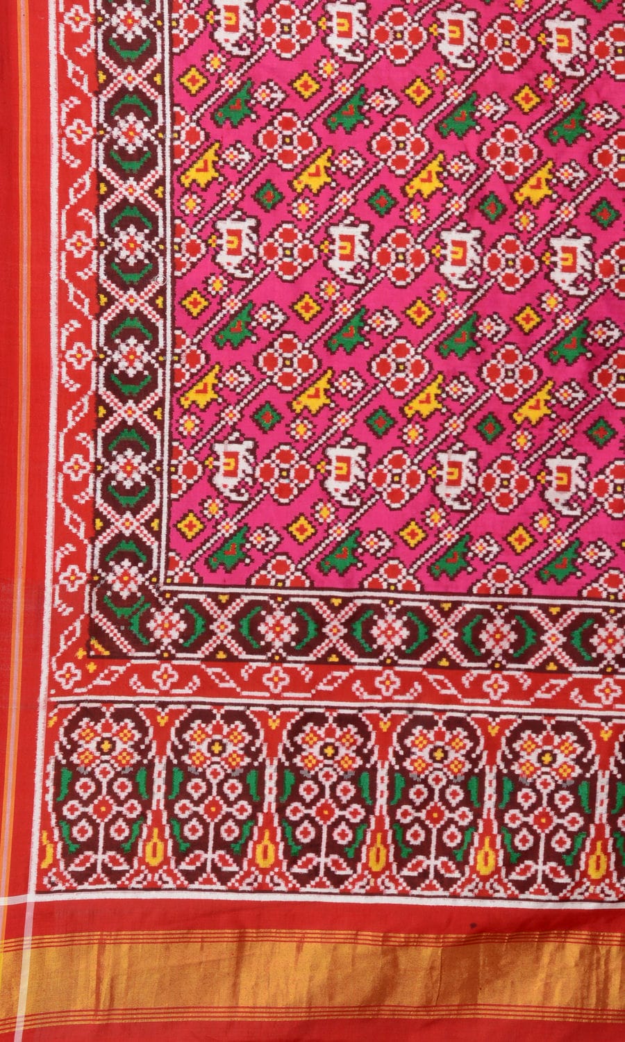 Double Ikat Patola Saree Elephant Parrot Laheriya