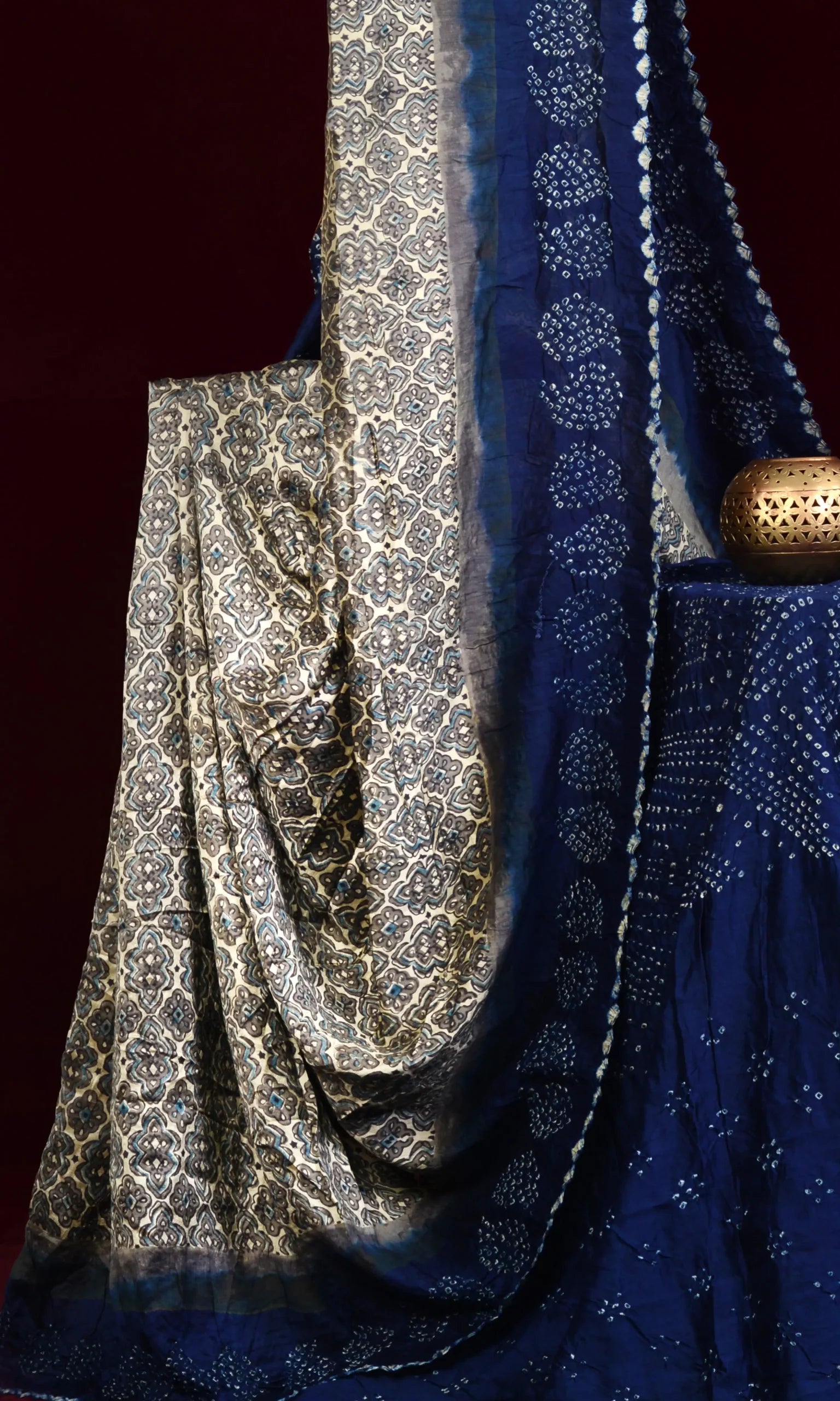 Ajrakh Bandhani Saree