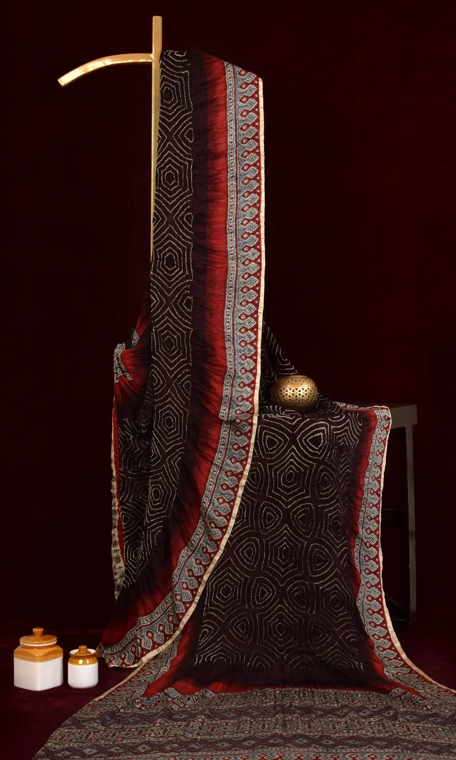 Ajrakh Bandhani Saree