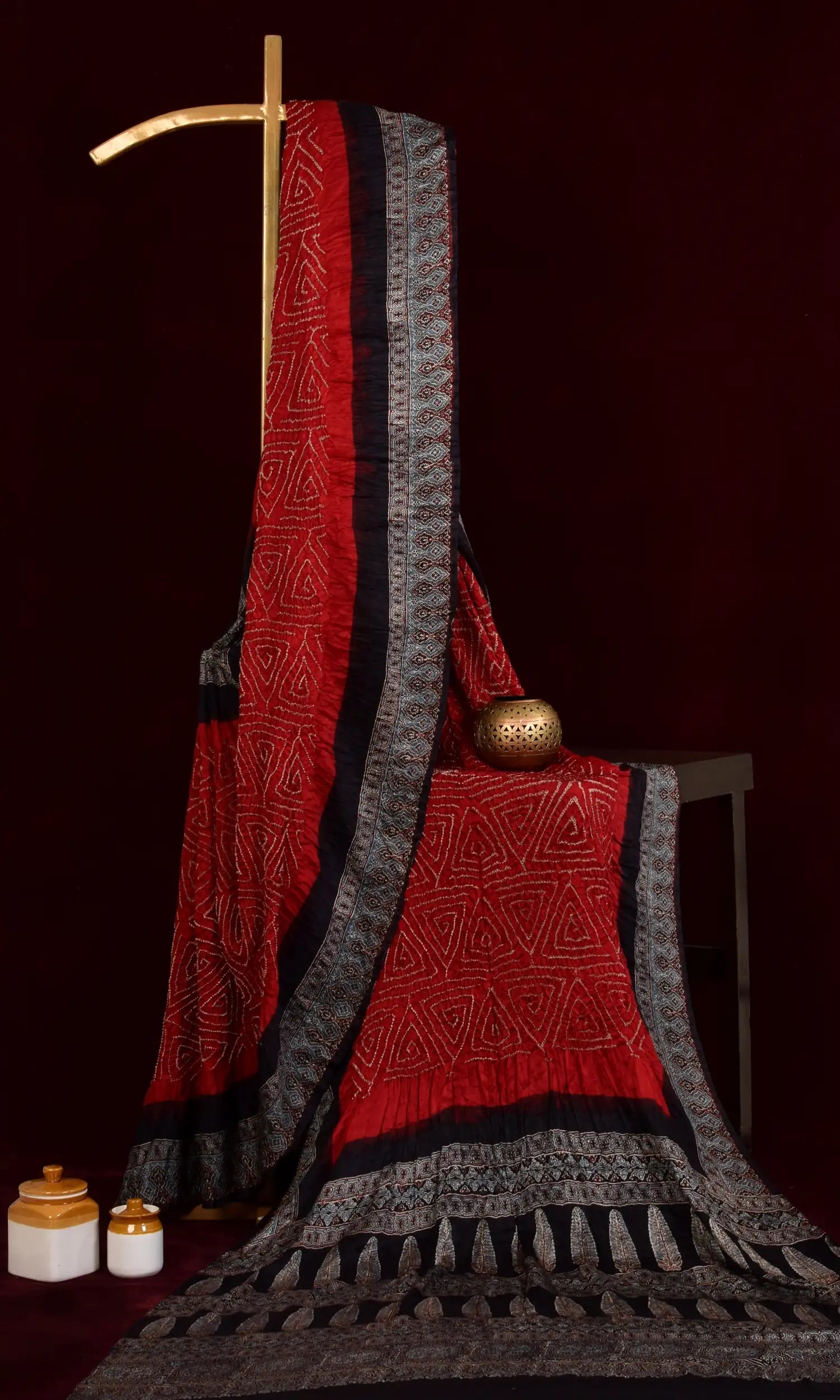 Ajrakh Bandhani Saree