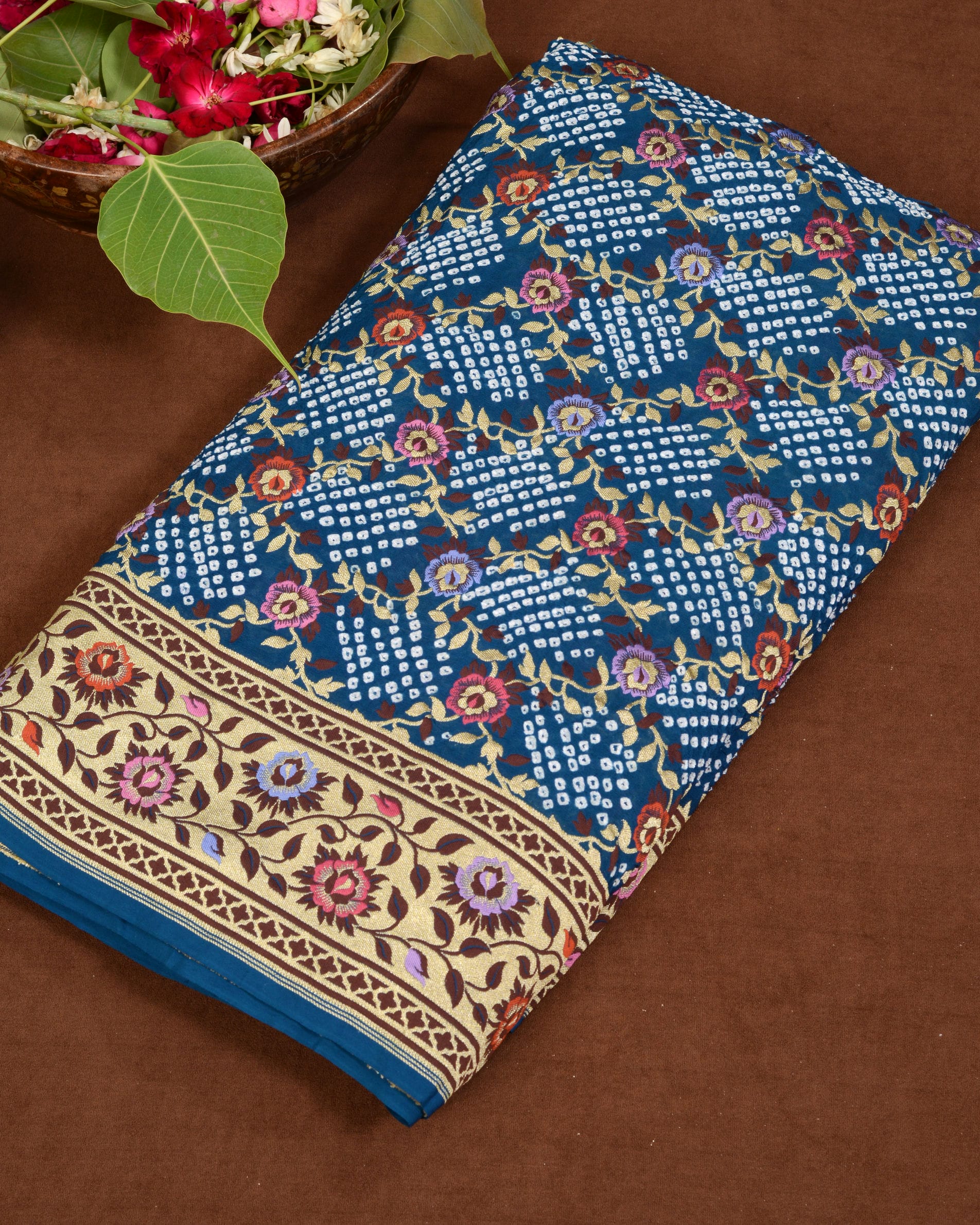 Banarasi Paithani Jaal Weave Bandhani Saree