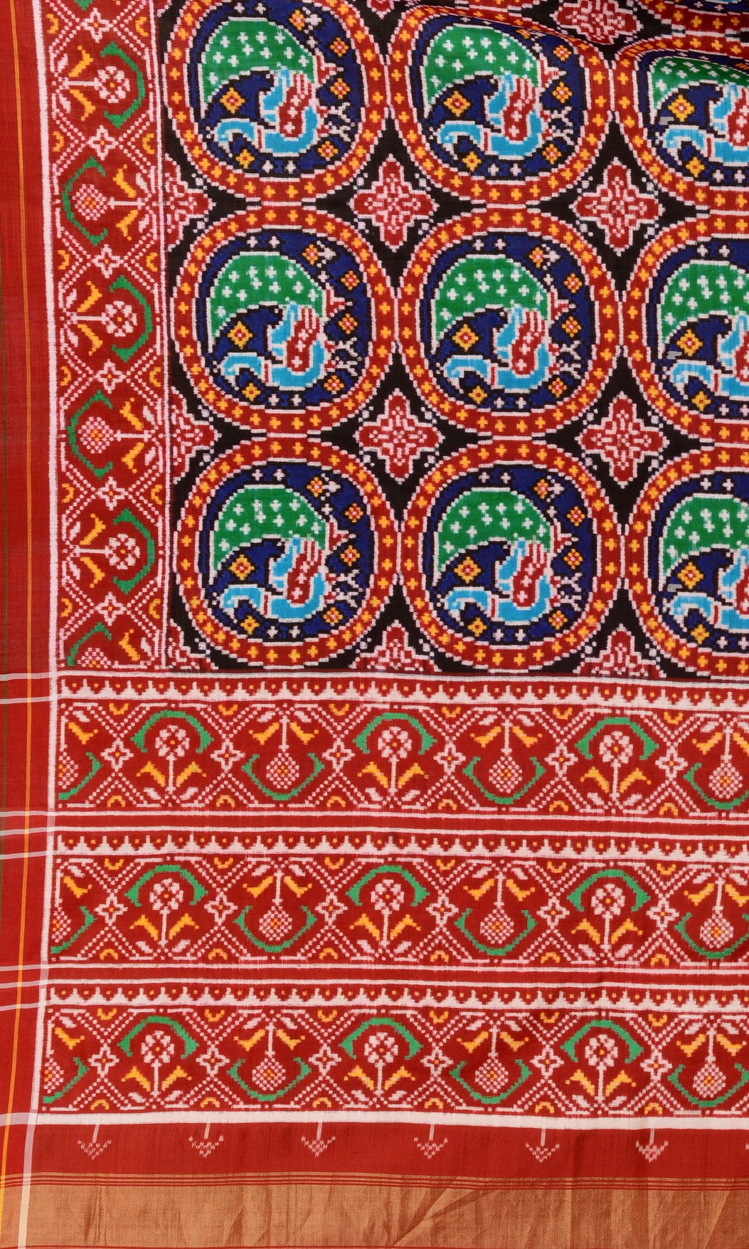 Double Ikat Patola Saree Peacock Chhabdi