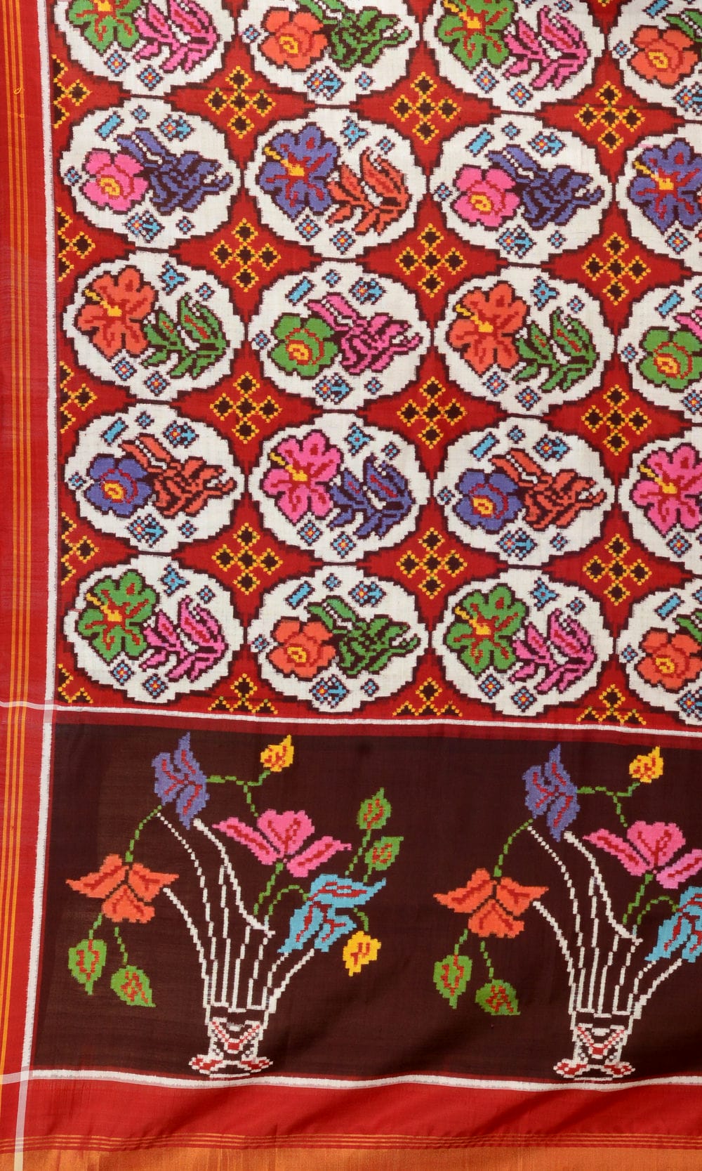 Double Ikat Patola Saree Flower Motifs