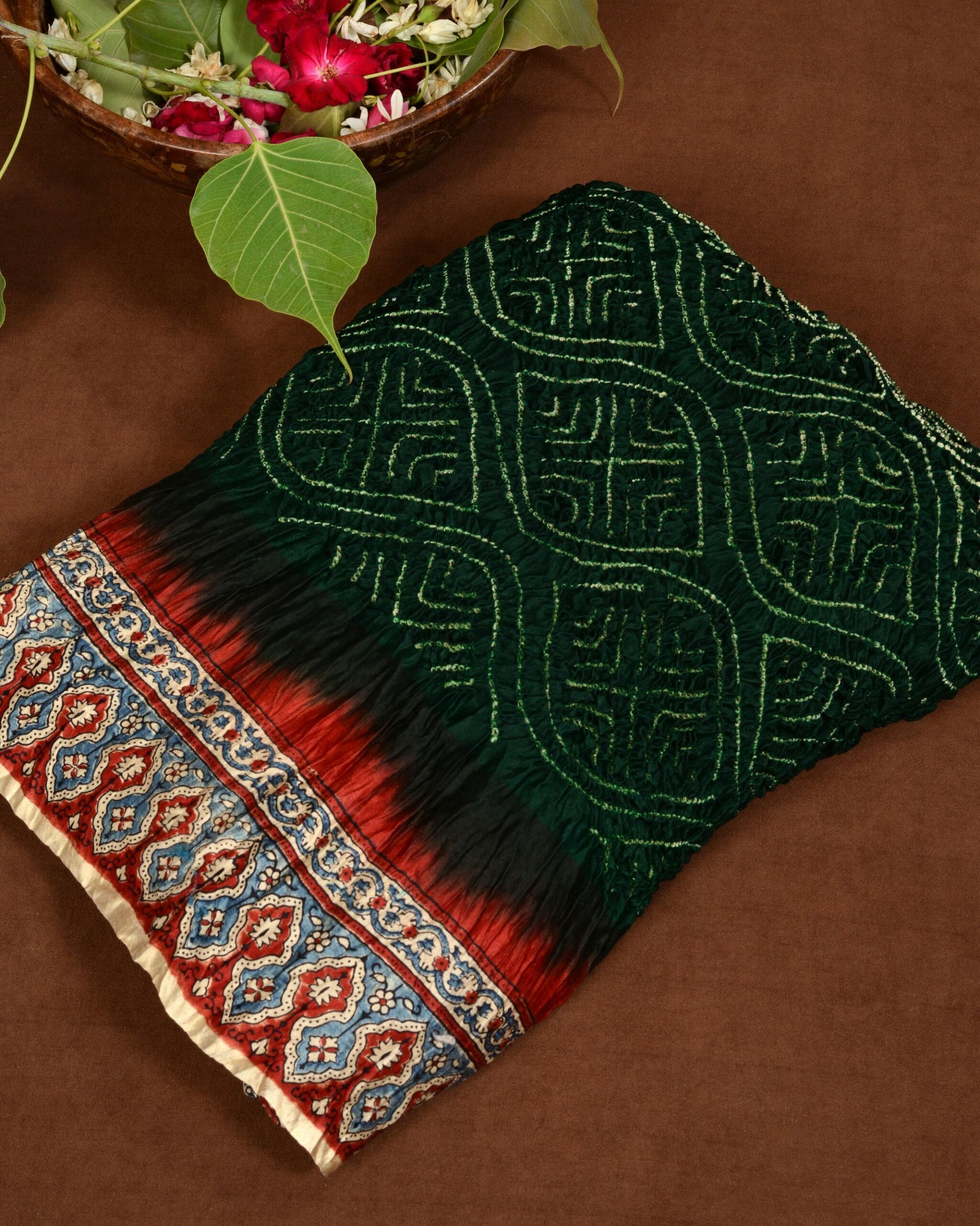 Ajrakh Bandhani Saree