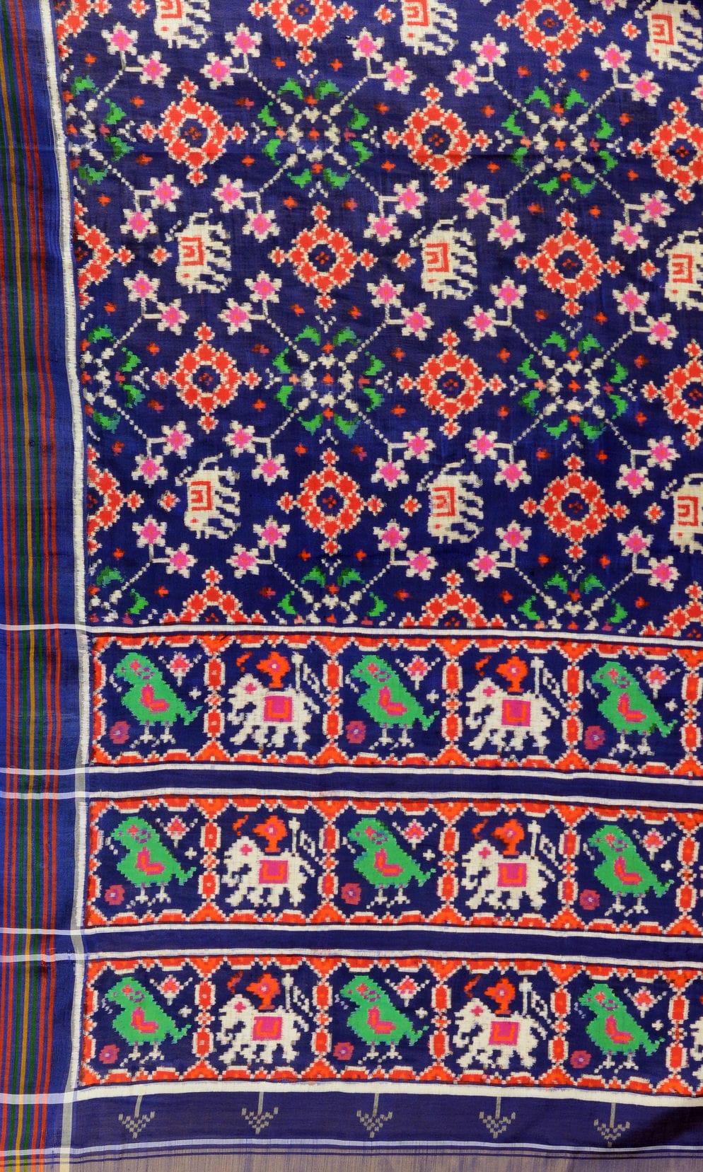 Double Ikat Patola Saree Nau Ratan Elephant