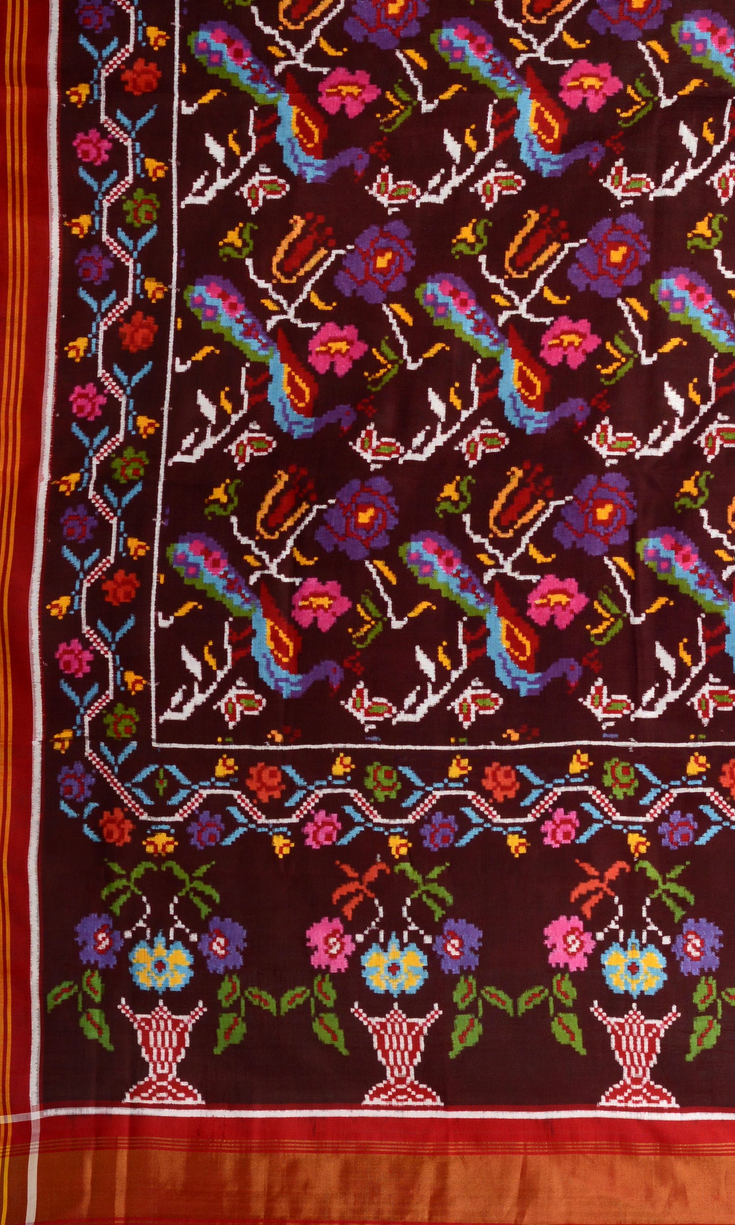 Double Ikat Patola Saree Peacock Jaal