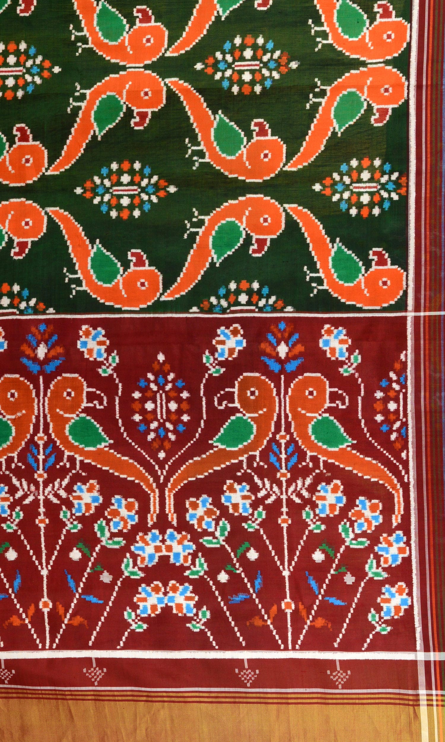 Double Ikat Patola Saree Parrot Motifs