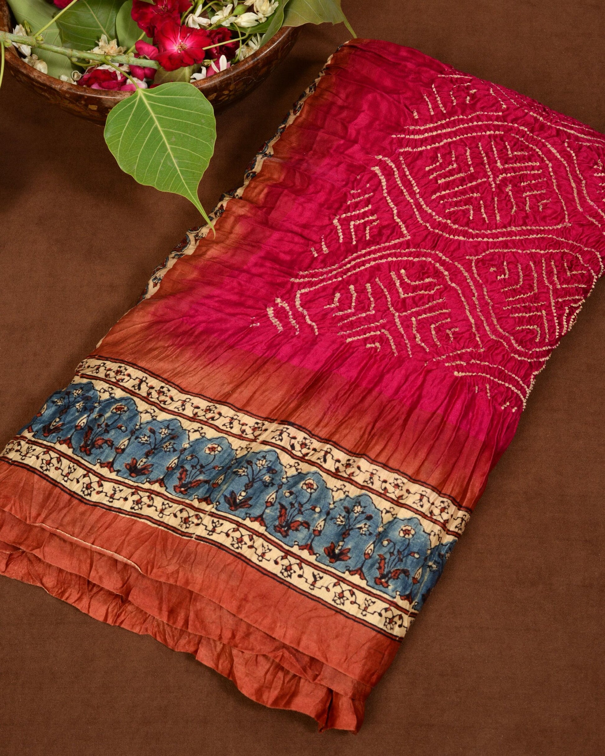 Ajrakh Bandhani Saree