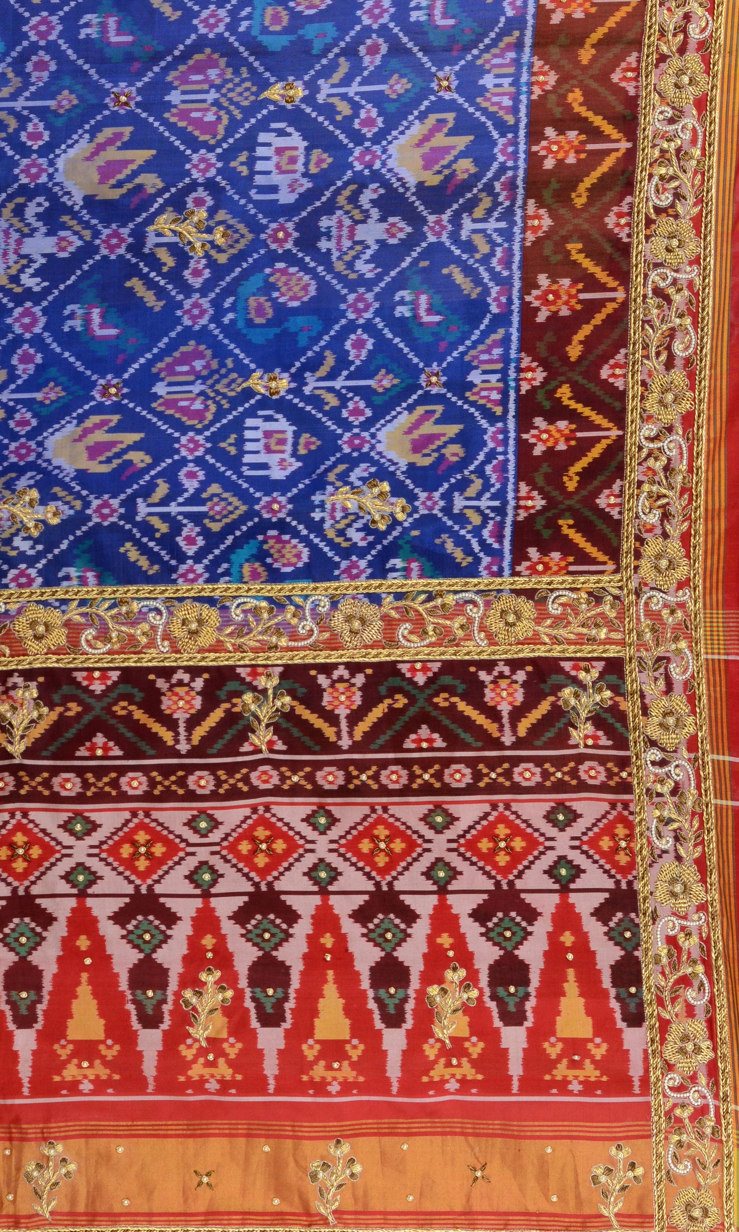 Single Ikat Patola Saree Zardoshi Work Patola Motifs