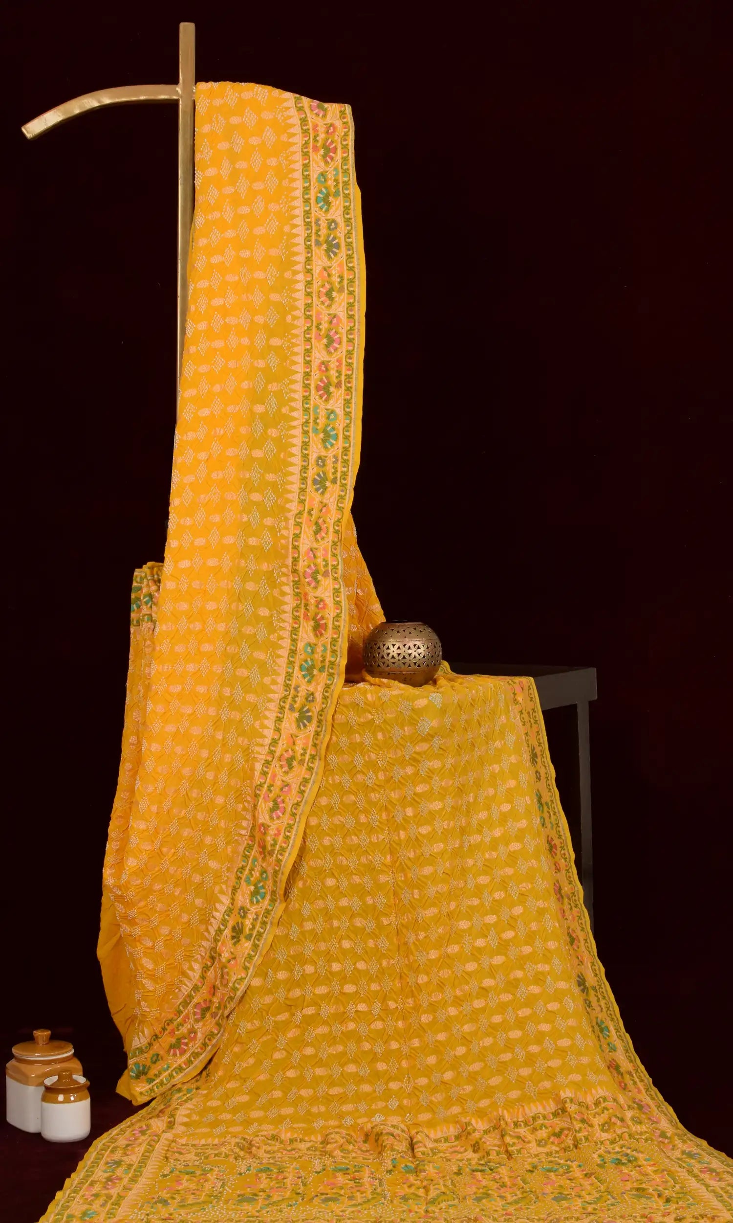 Banarasi Weave Parsi Jaal Bandhani Saree