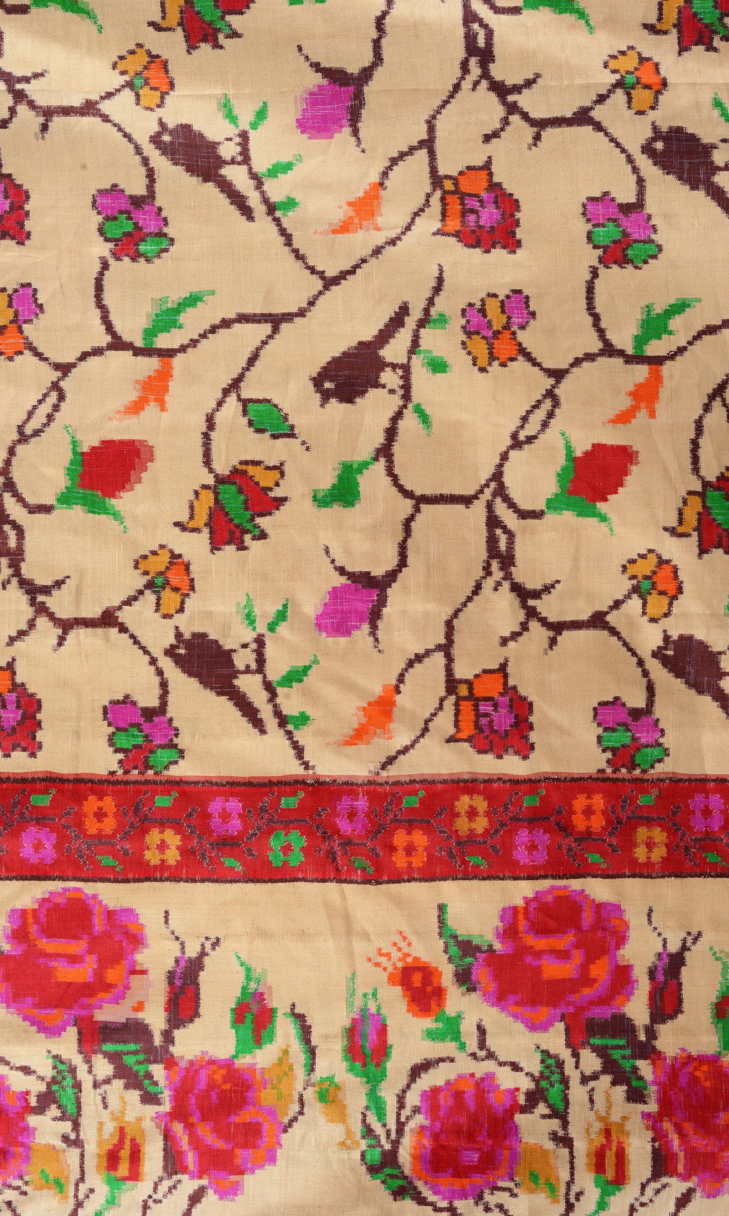 Double Ikat Patola Saree Parrot Jaal