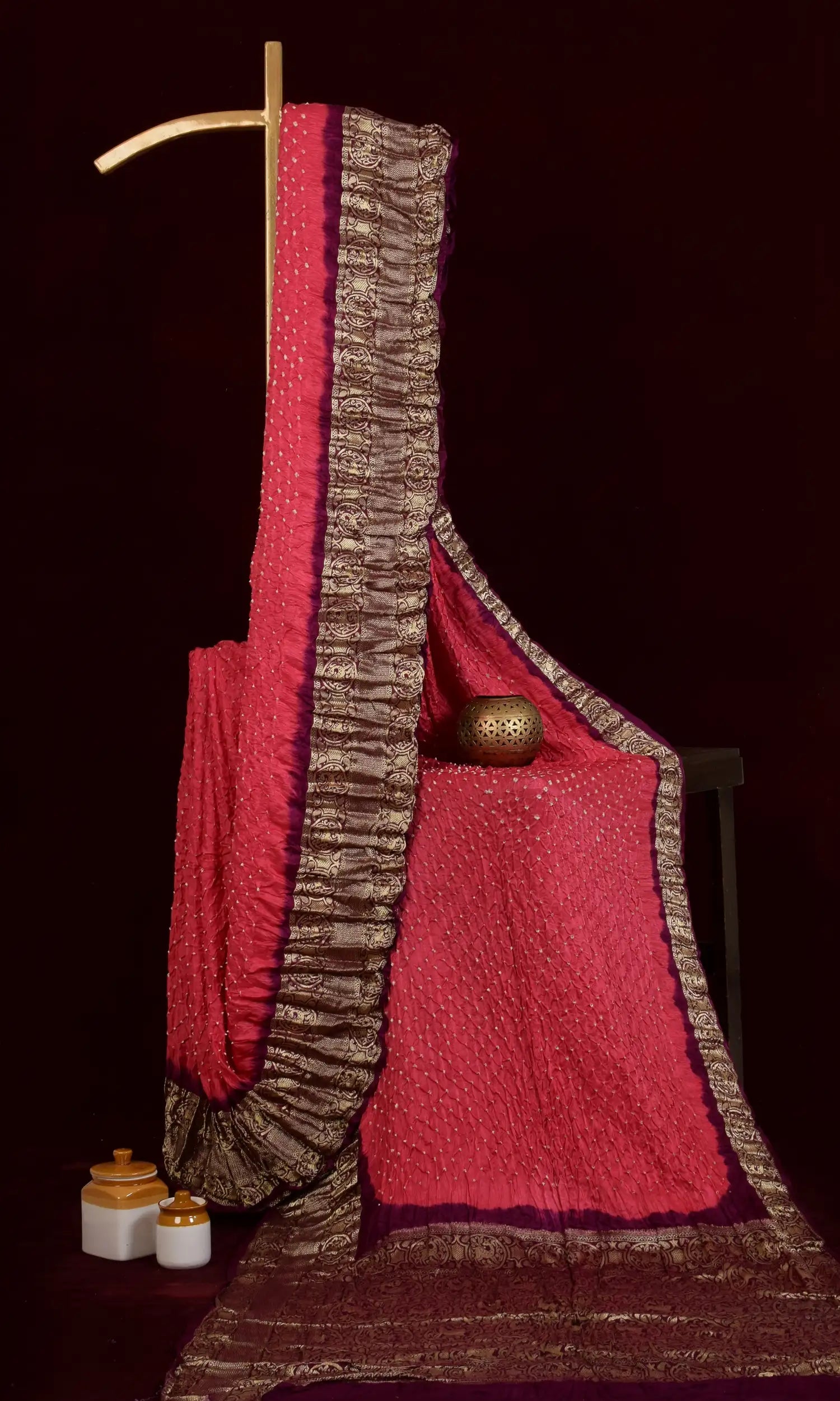 Gaji Kanjiwaram Bandhani Saree