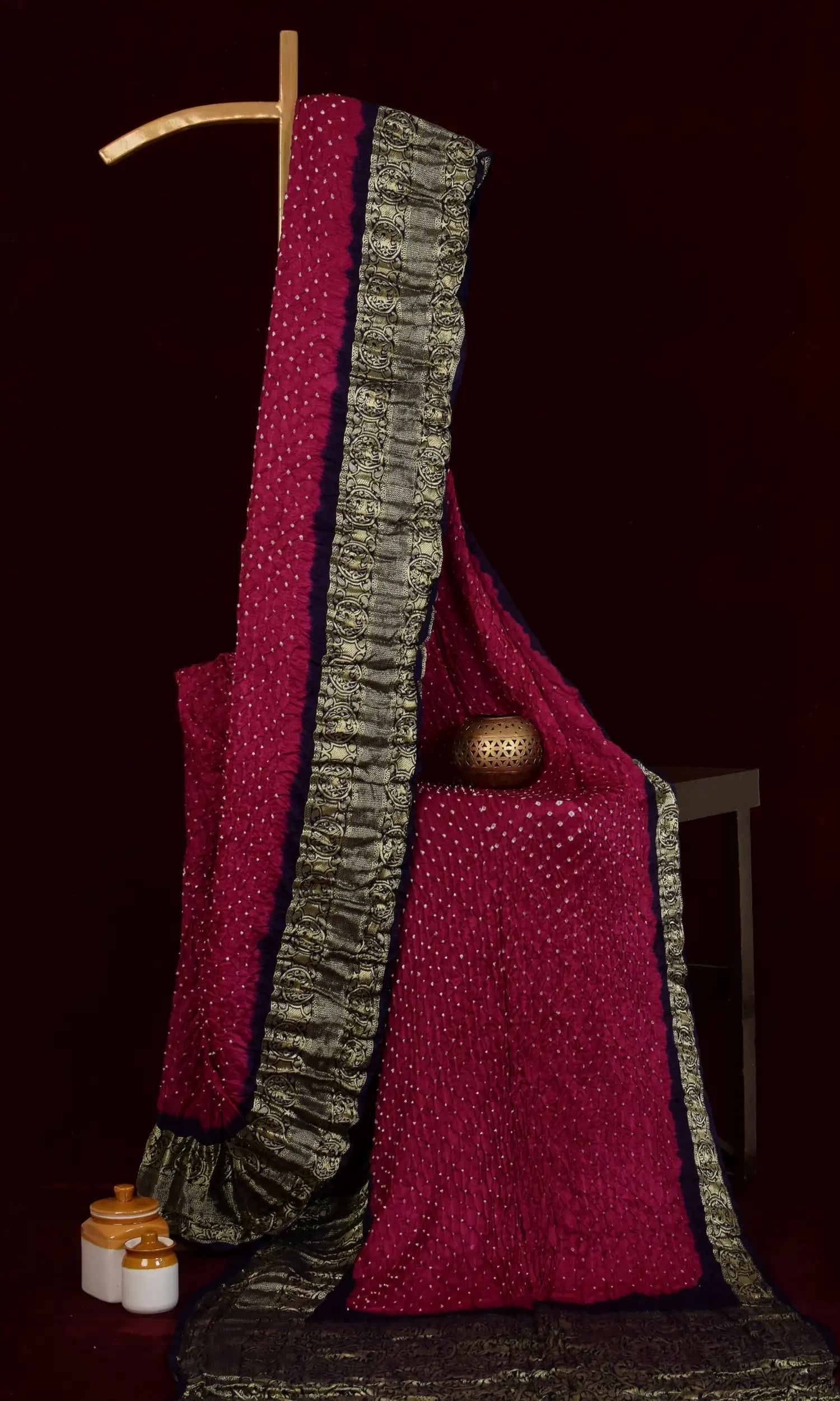 Gaji Kanjiwaram Bandhani Saree