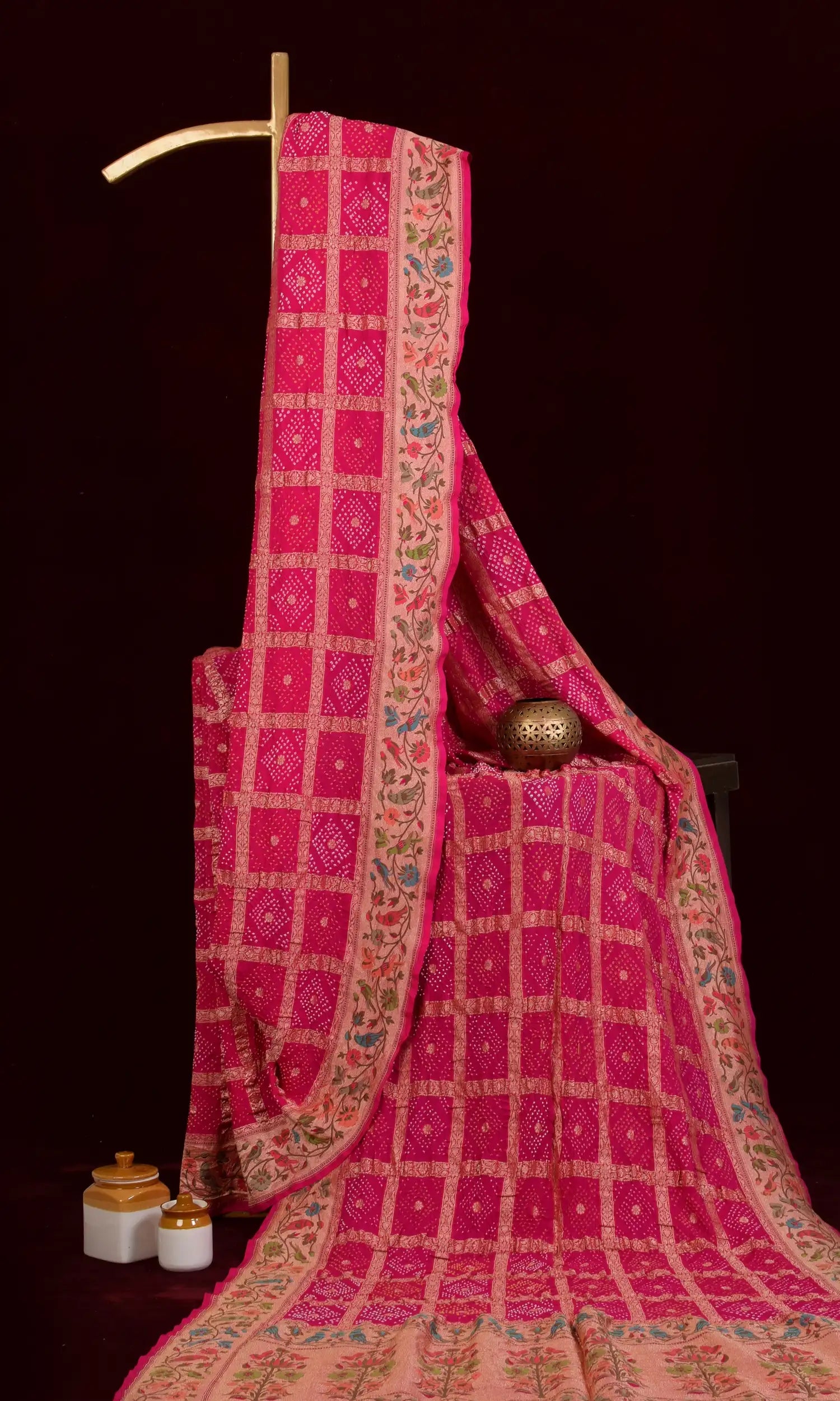 Banarasi Paithani Weave Gharchola Bandhani Saree