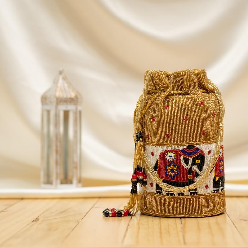Moti Beaded Batwa Patola Potali Elephant