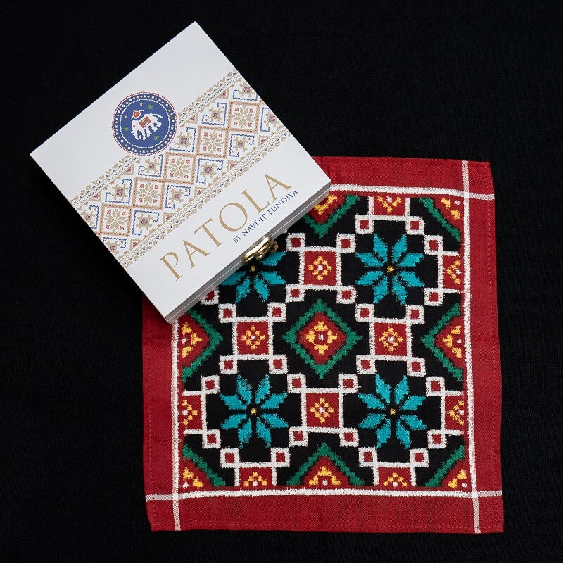 Double Ikat Pocket Square Flower Square Memorable 989